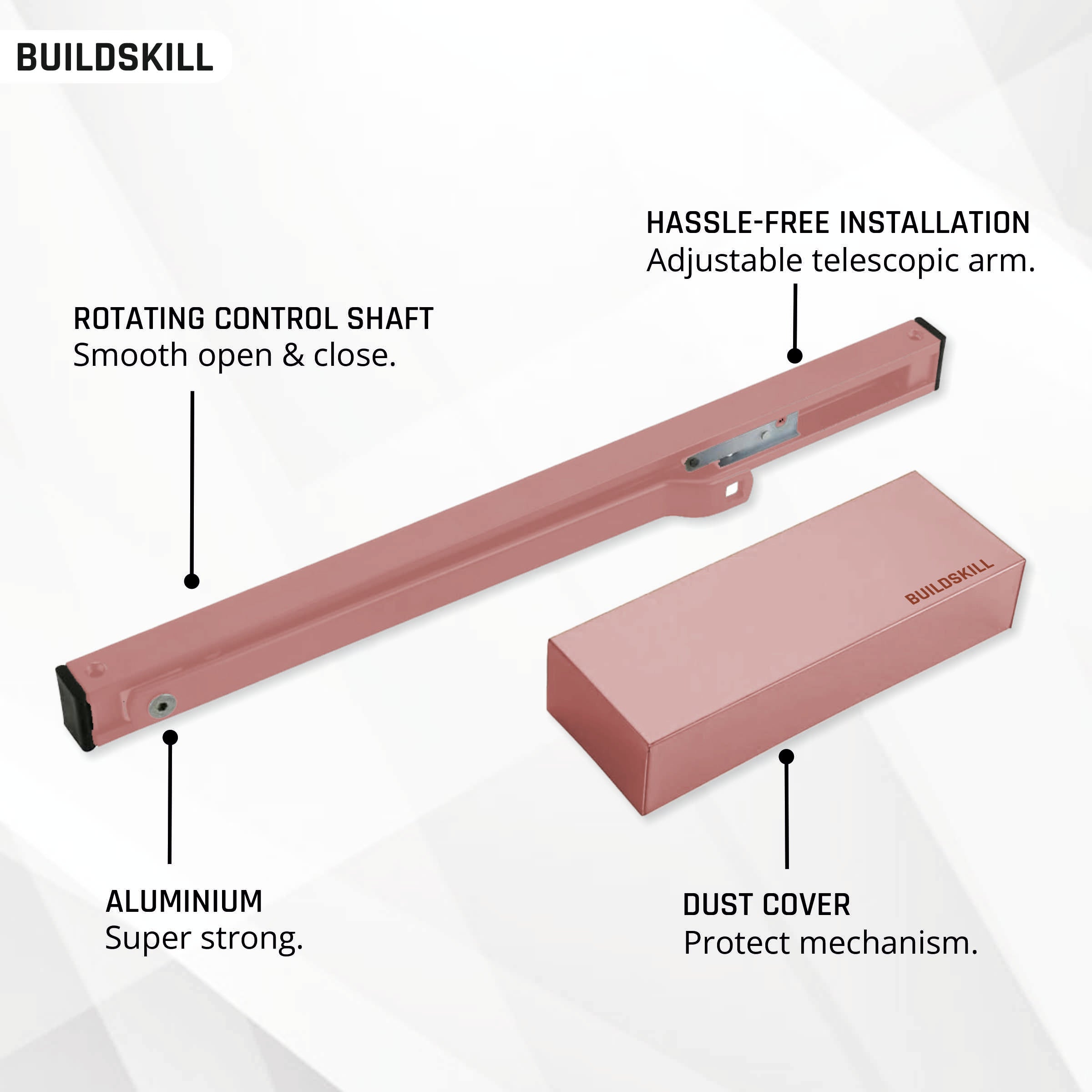 Buildskill Square Door Closer with Cover - Load Capacity 85kg