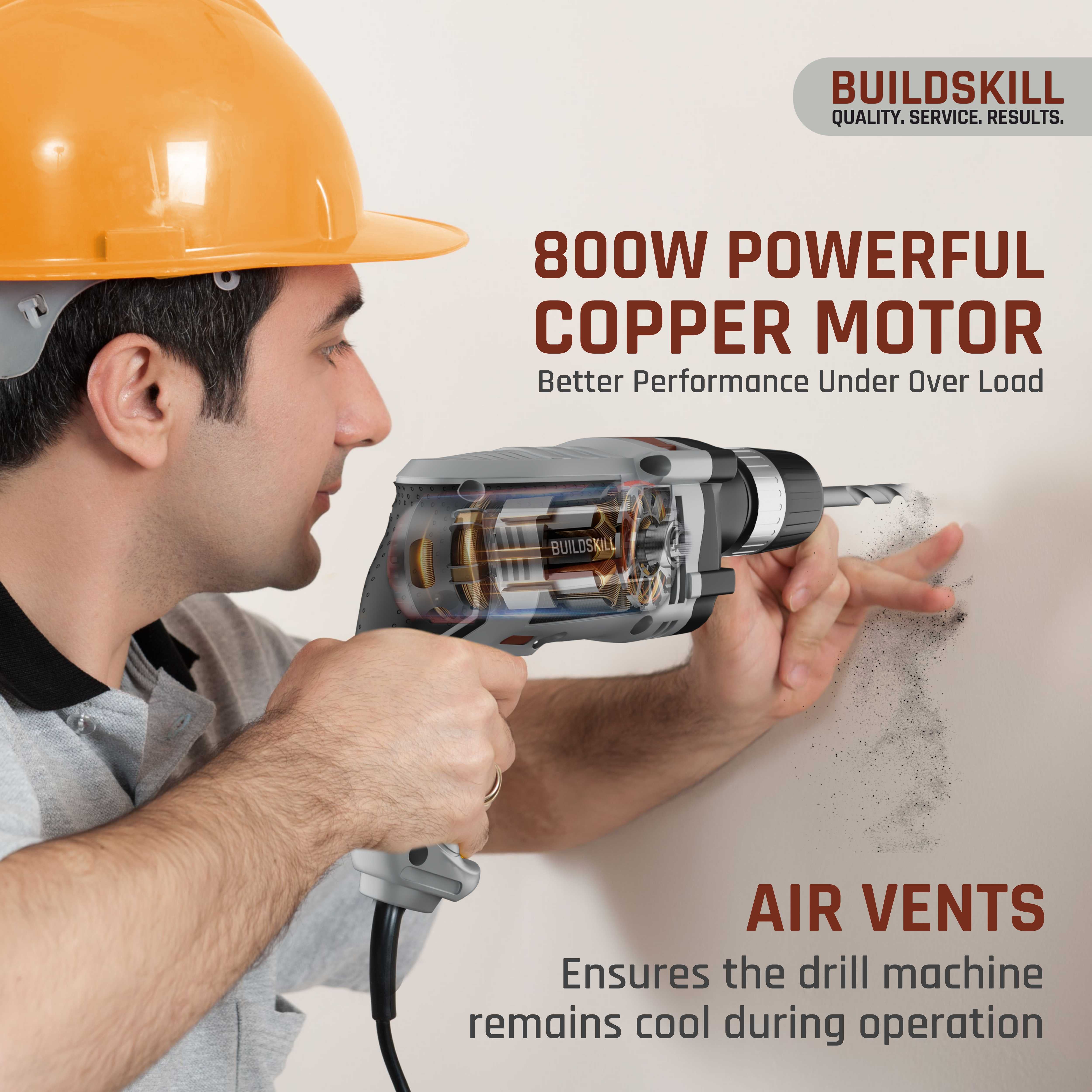 Buildskill 800W Electric Drill Machine With 13MM Keyless Chuck