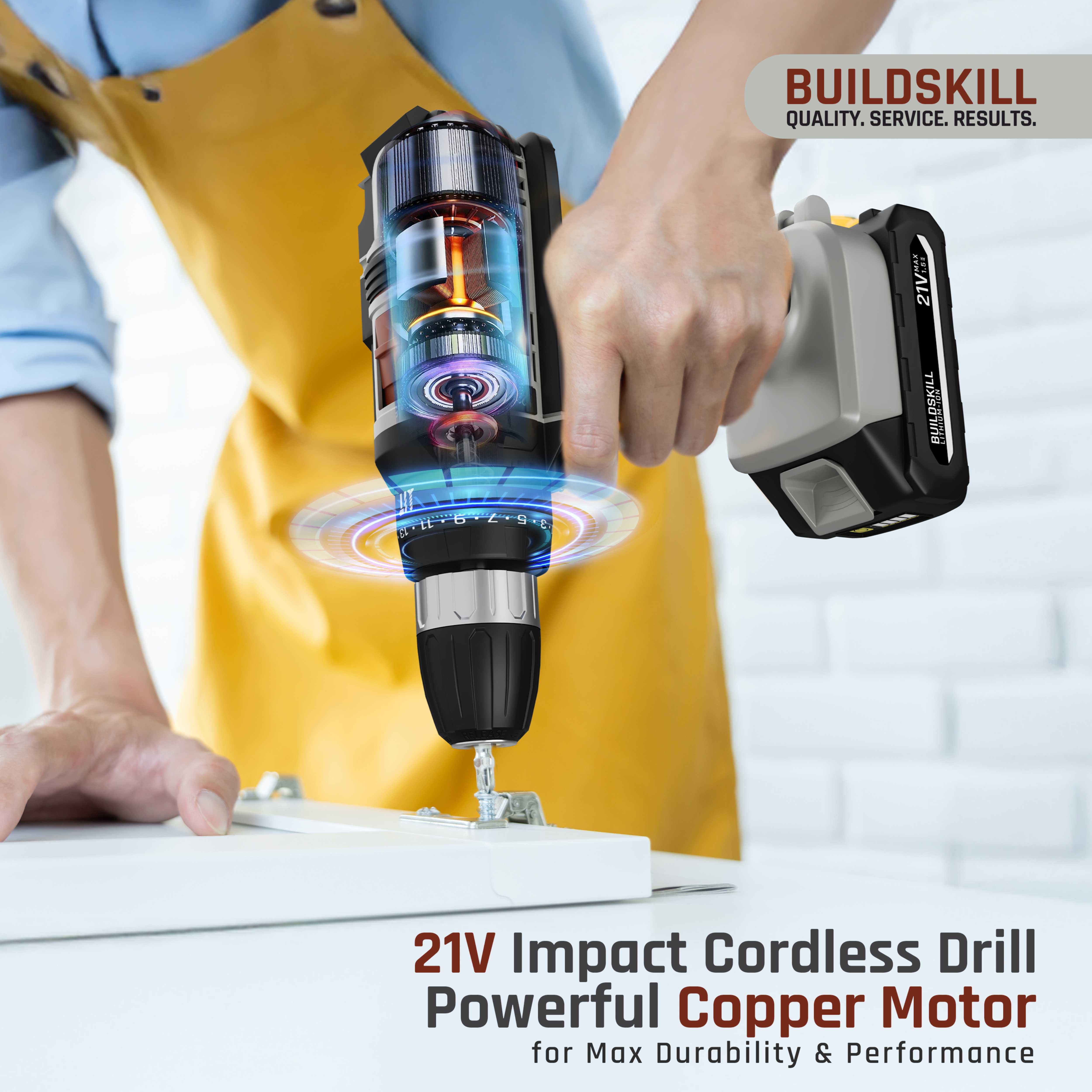 Buildskill 21V Impact Drill Machine with 1.5B Battery