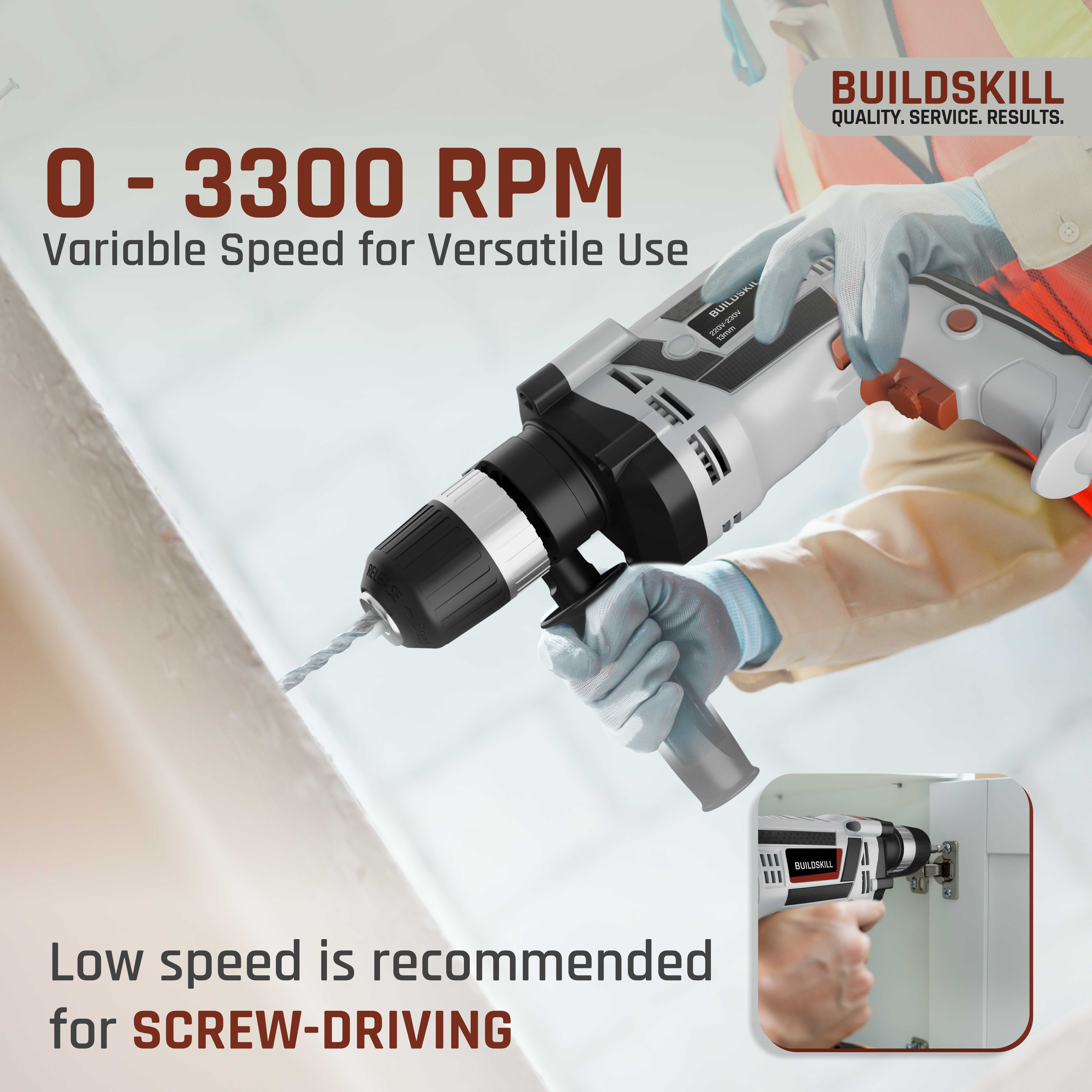 Buildskill 800W Electric Drill Machine With 13MM Keyless Chuck