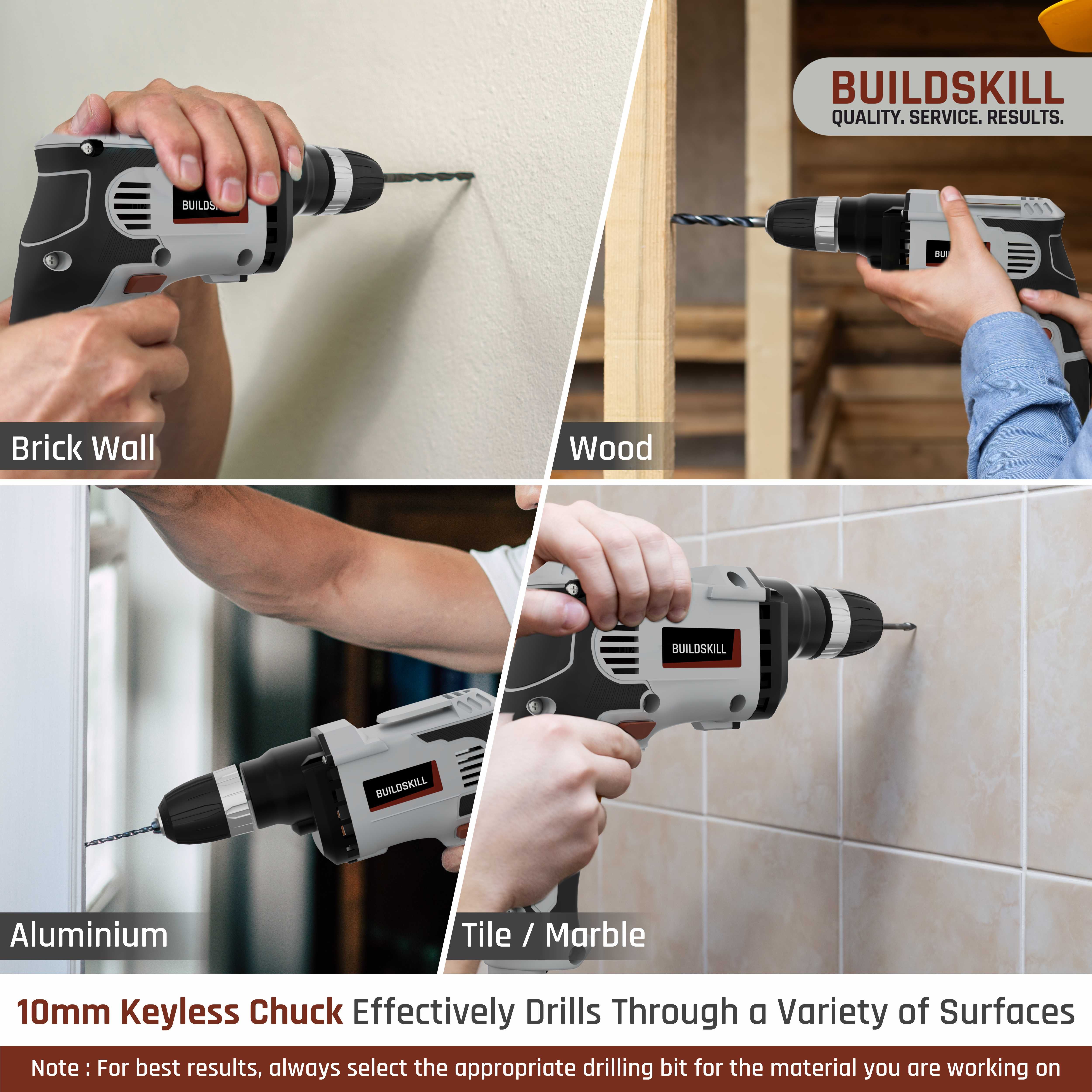 Buildskill 400W Electric Drill Machine 10MM Keyless Chuck