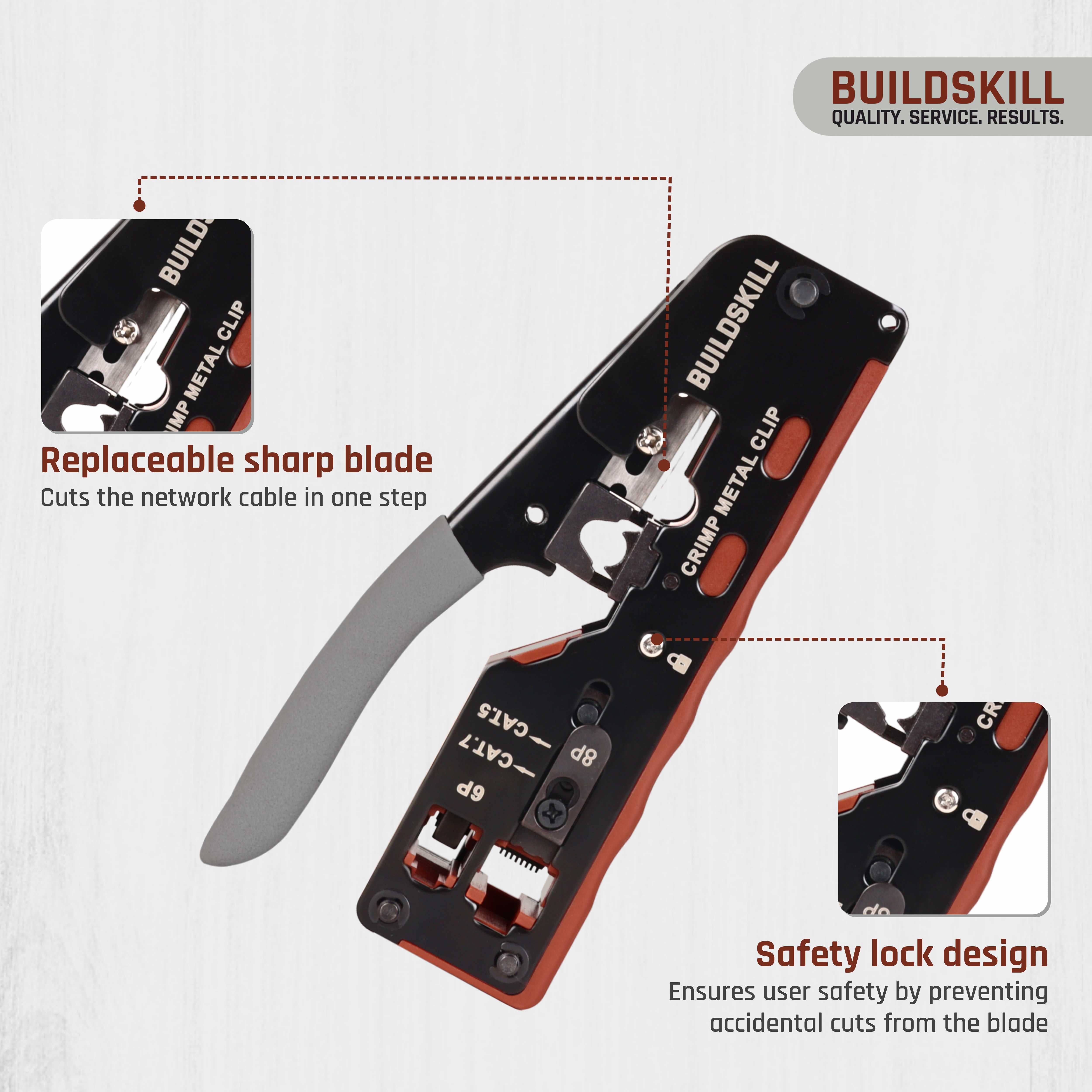 Buildskill 3-in-1 network crimping tool, wire stripper and cutter