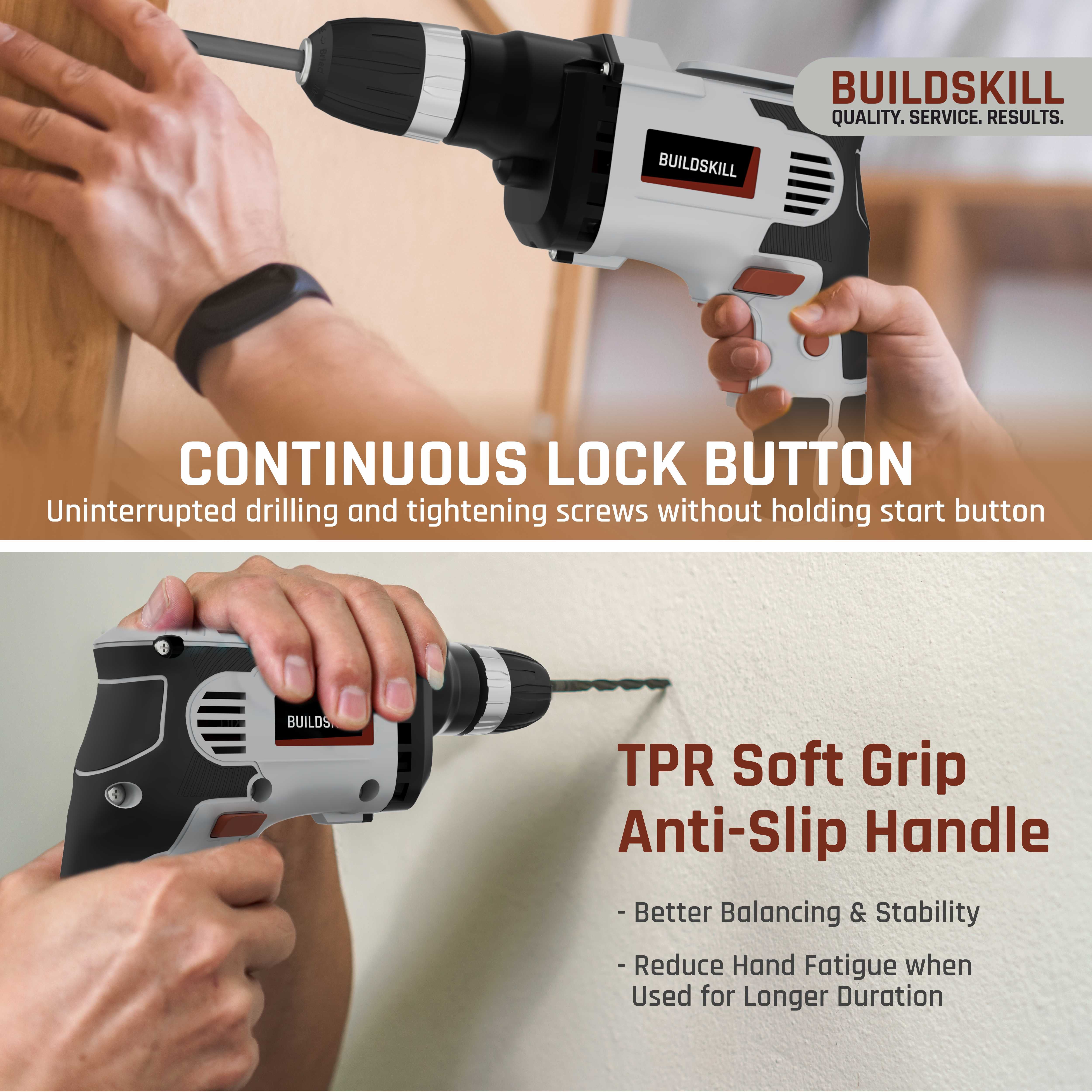 Buildskill 400W Electric Drill Machine 10MM Keyless Chuck