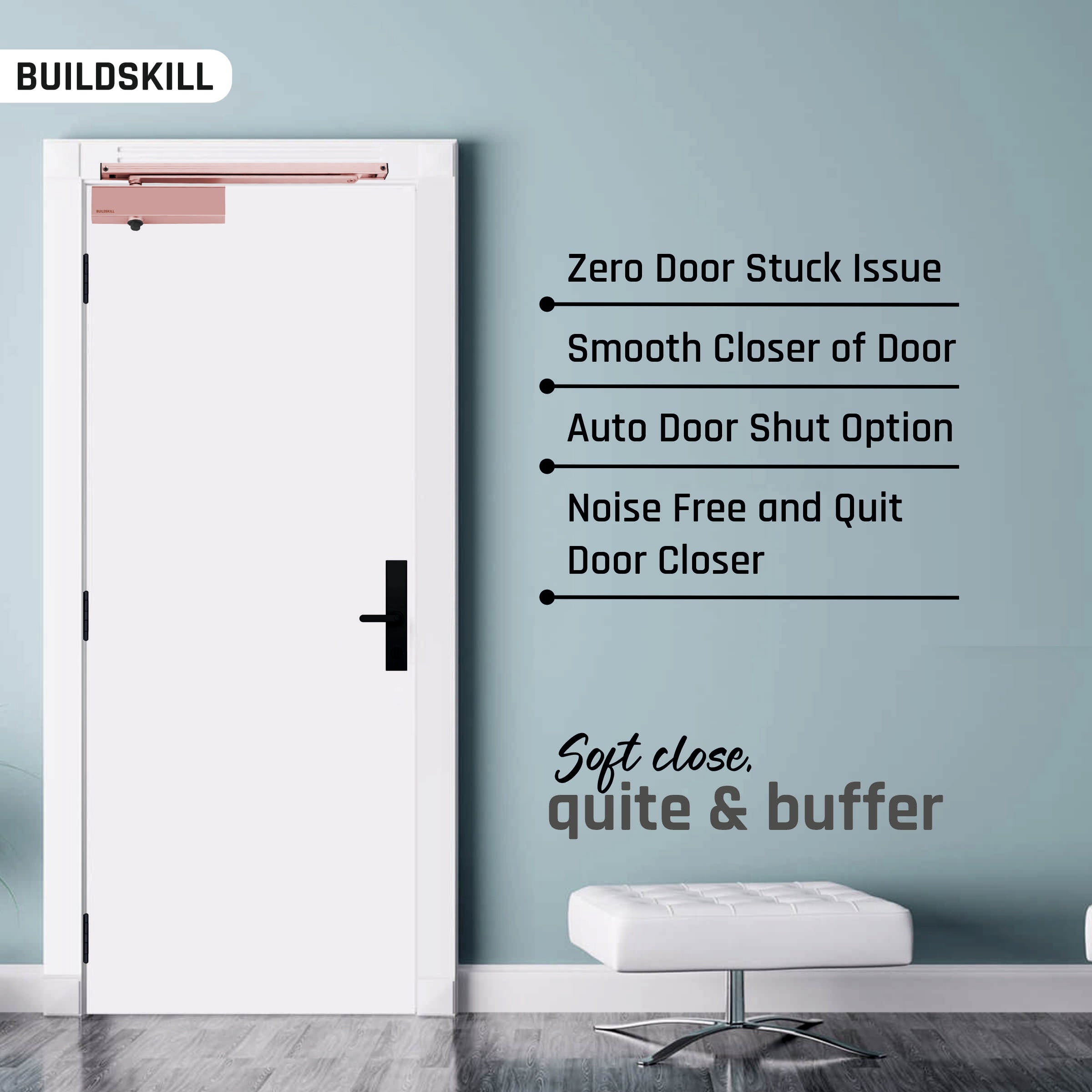 Buildskill Square Door Closer - Load Capacity 85kg