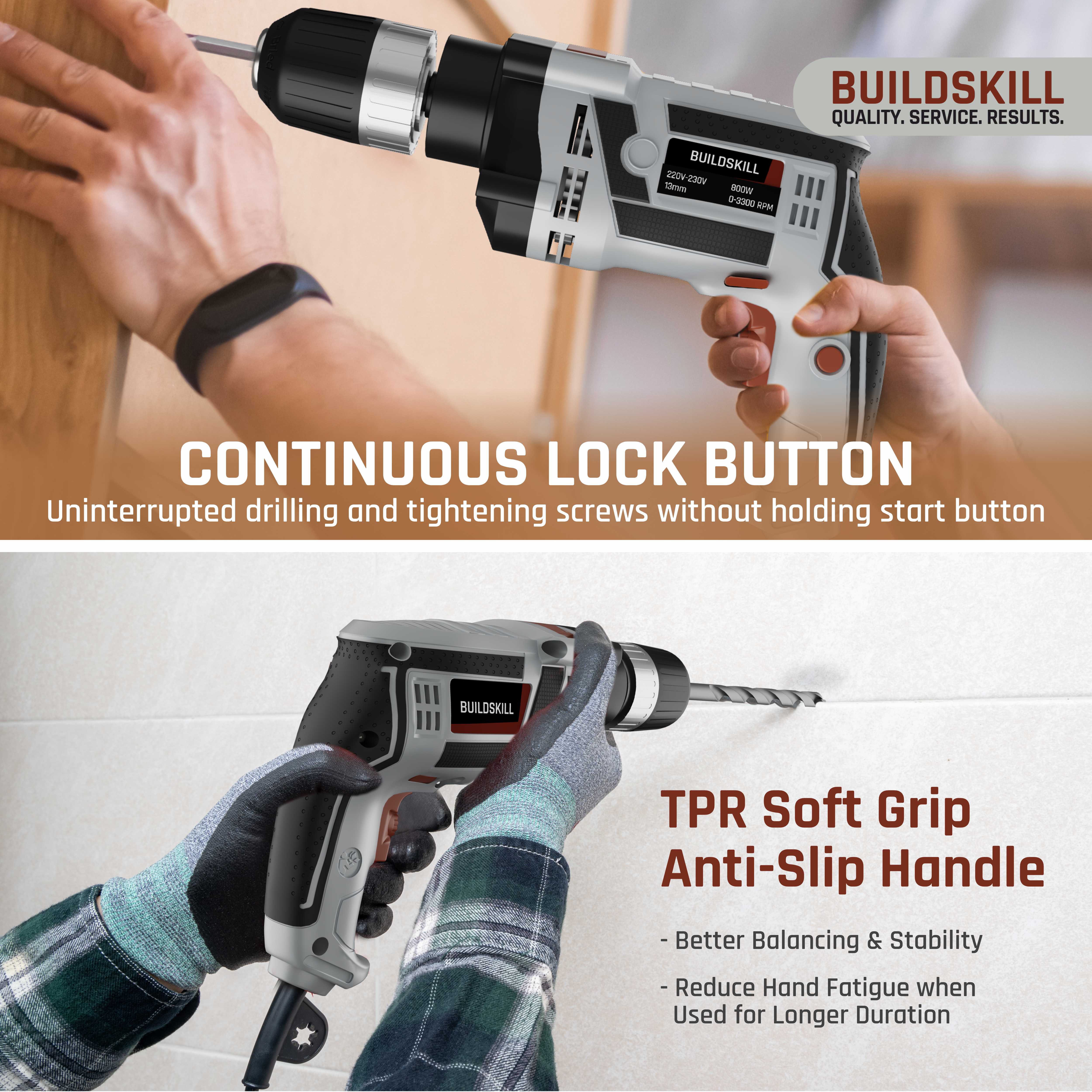 Buildskill 800W Electric Drill Machine With 13MM Keyless Chuck