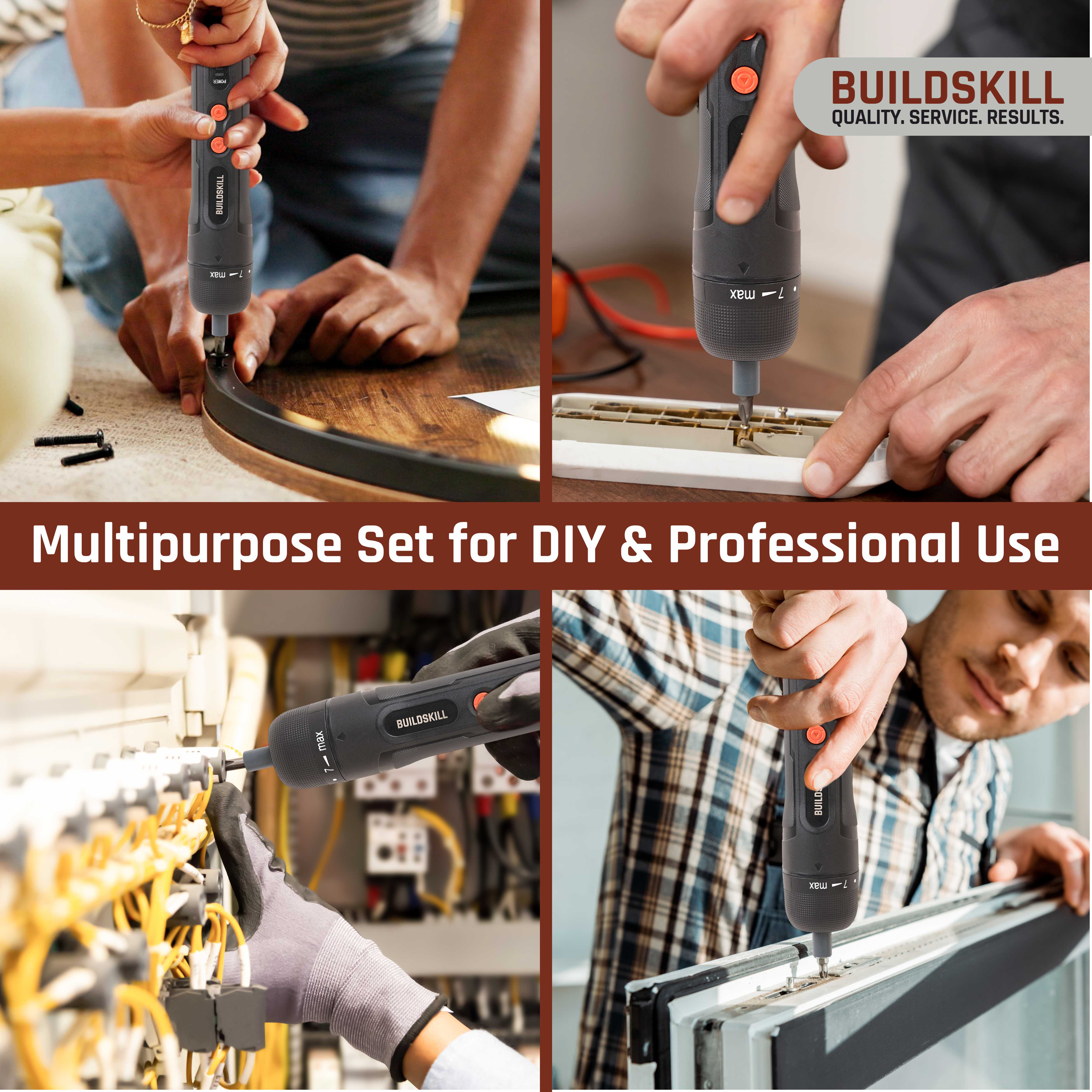 BUILDSKILL 8V cordless screwdriver set - 31 pieces | S2 & CR-V magnetic bits & chuck | forward & reverse function | 1600mAH battery | USB C type charging cable - ideal for DIY & professional use