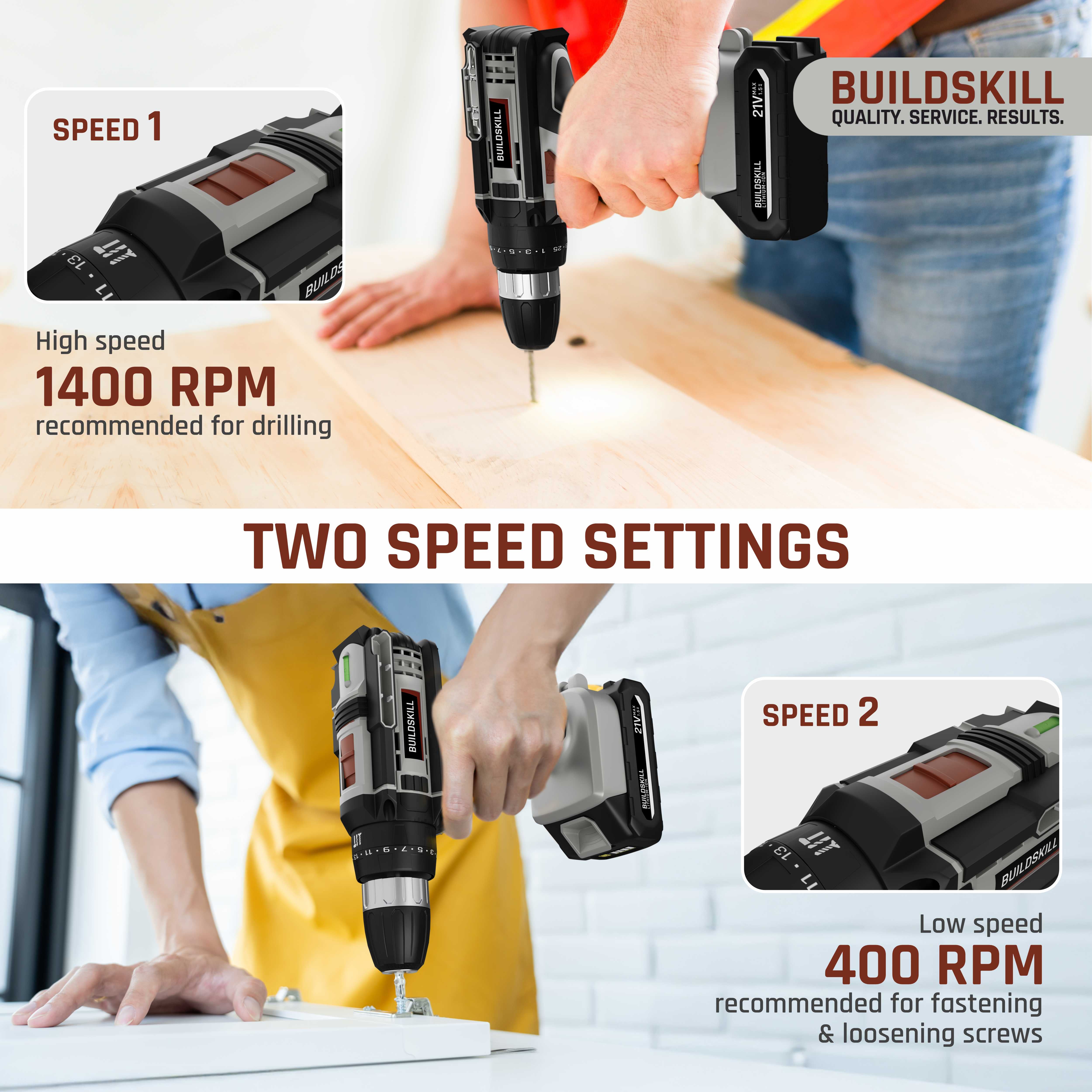 Buildskill 21V Impact Drill Machine with 1.5B Battery