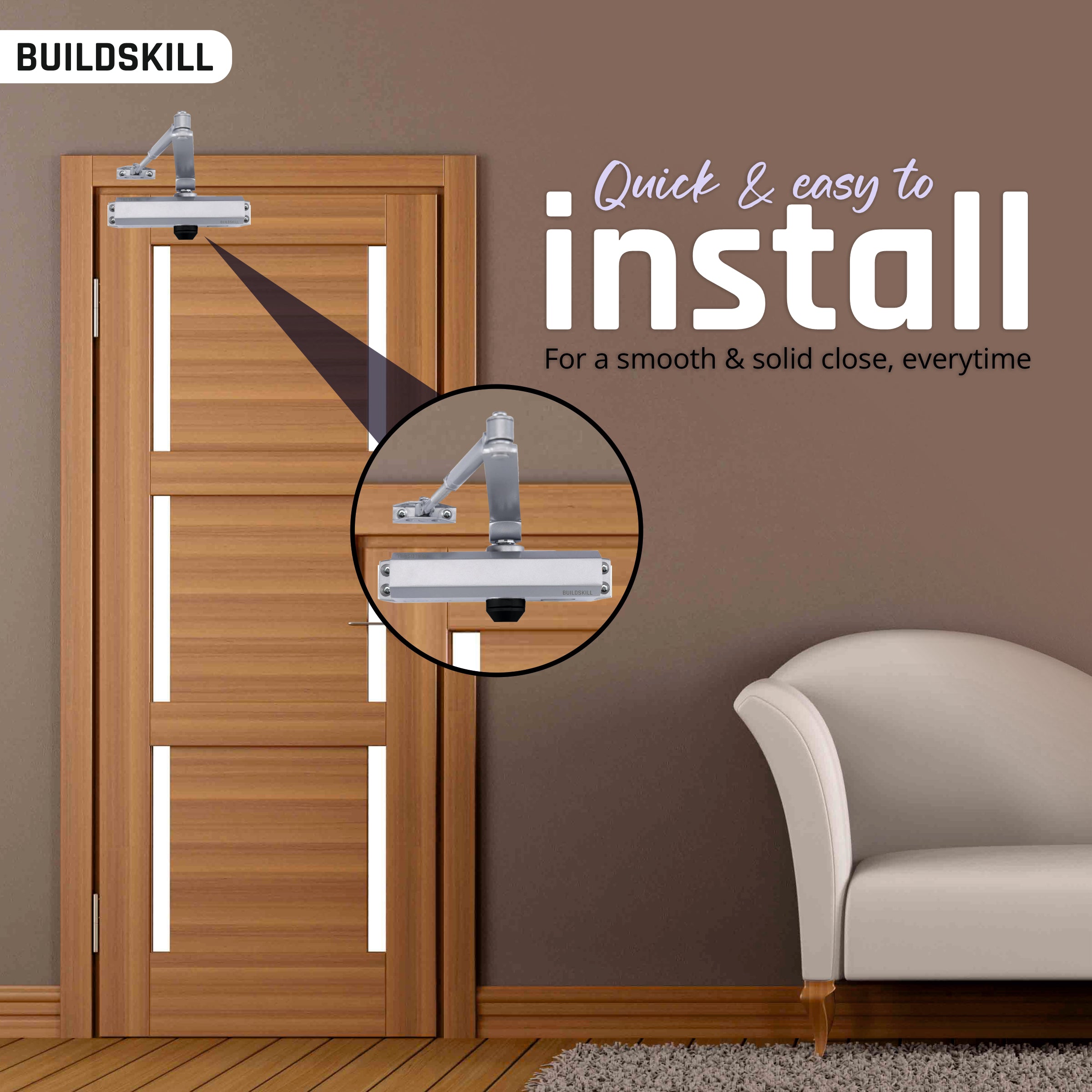 Buildskill Hydraulic Door Closer – Scissors Arm, 65kg Capacity