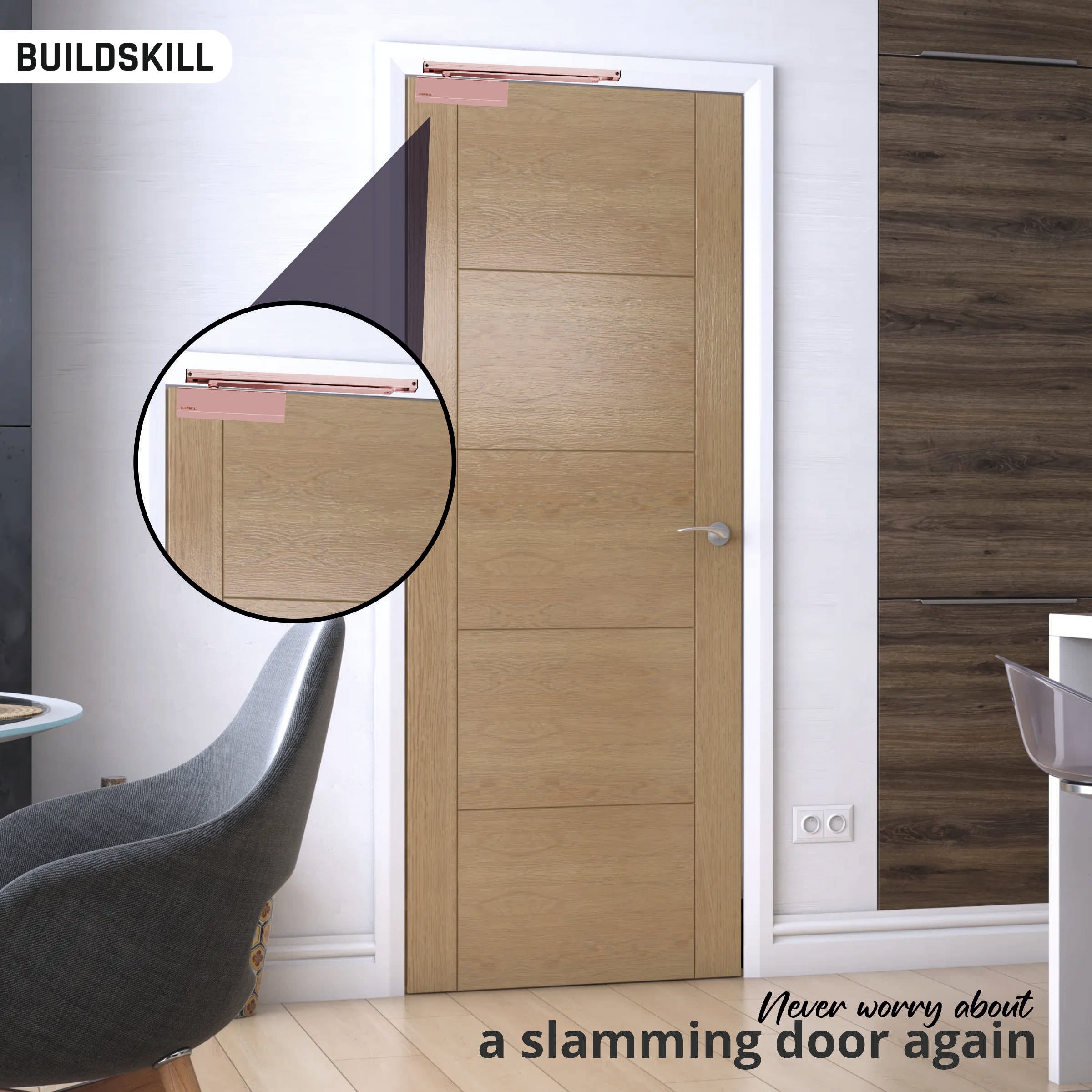 Buildskill Square Door Closer with Cover - Load Capacity 85kg
