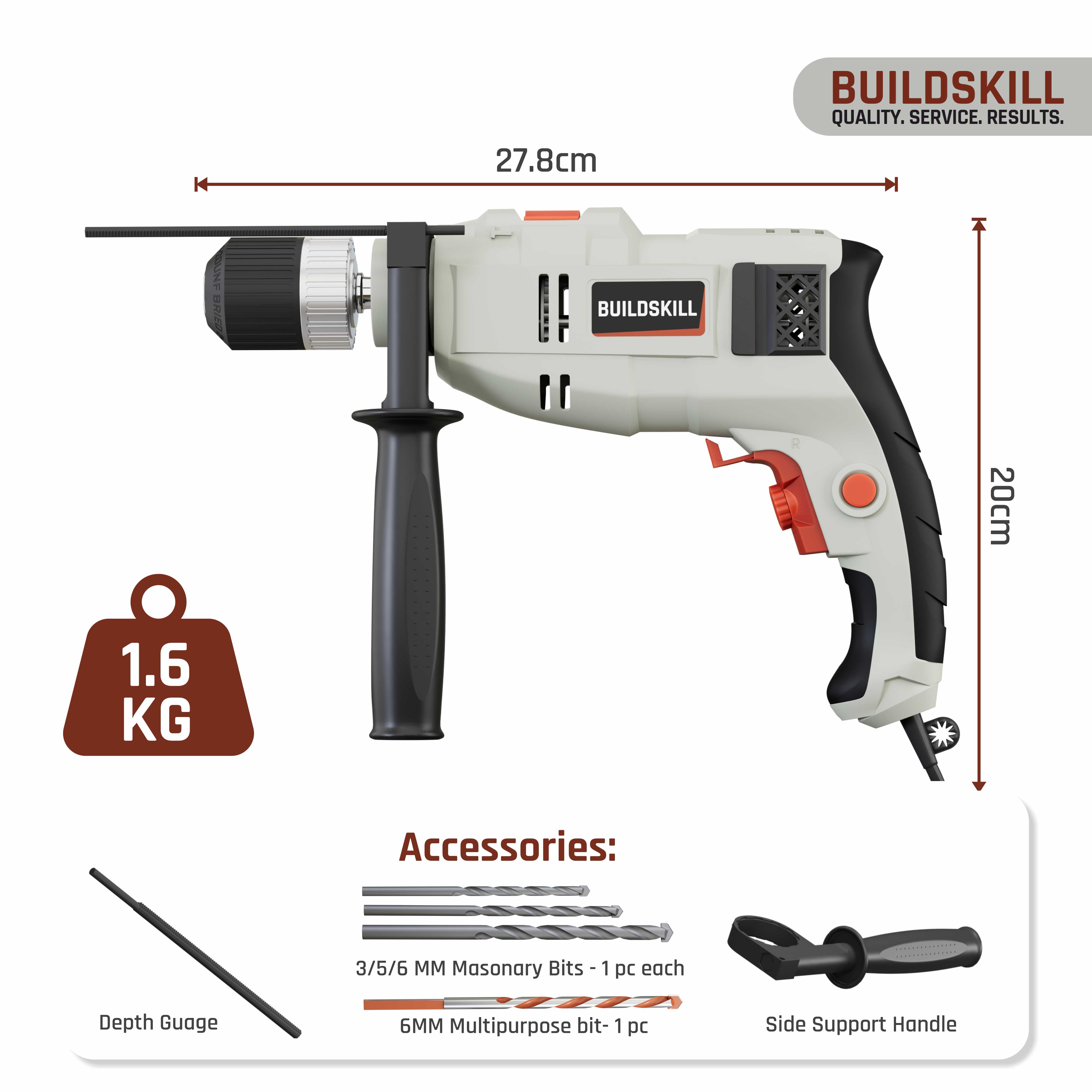 BUILDSKILL 400W drilling machine for home use | 10mm keyless chuck | copper motor with 2800 RPM variable speed | forward & reverse | drill machine for wall drilling, screwdriving & impact drilling