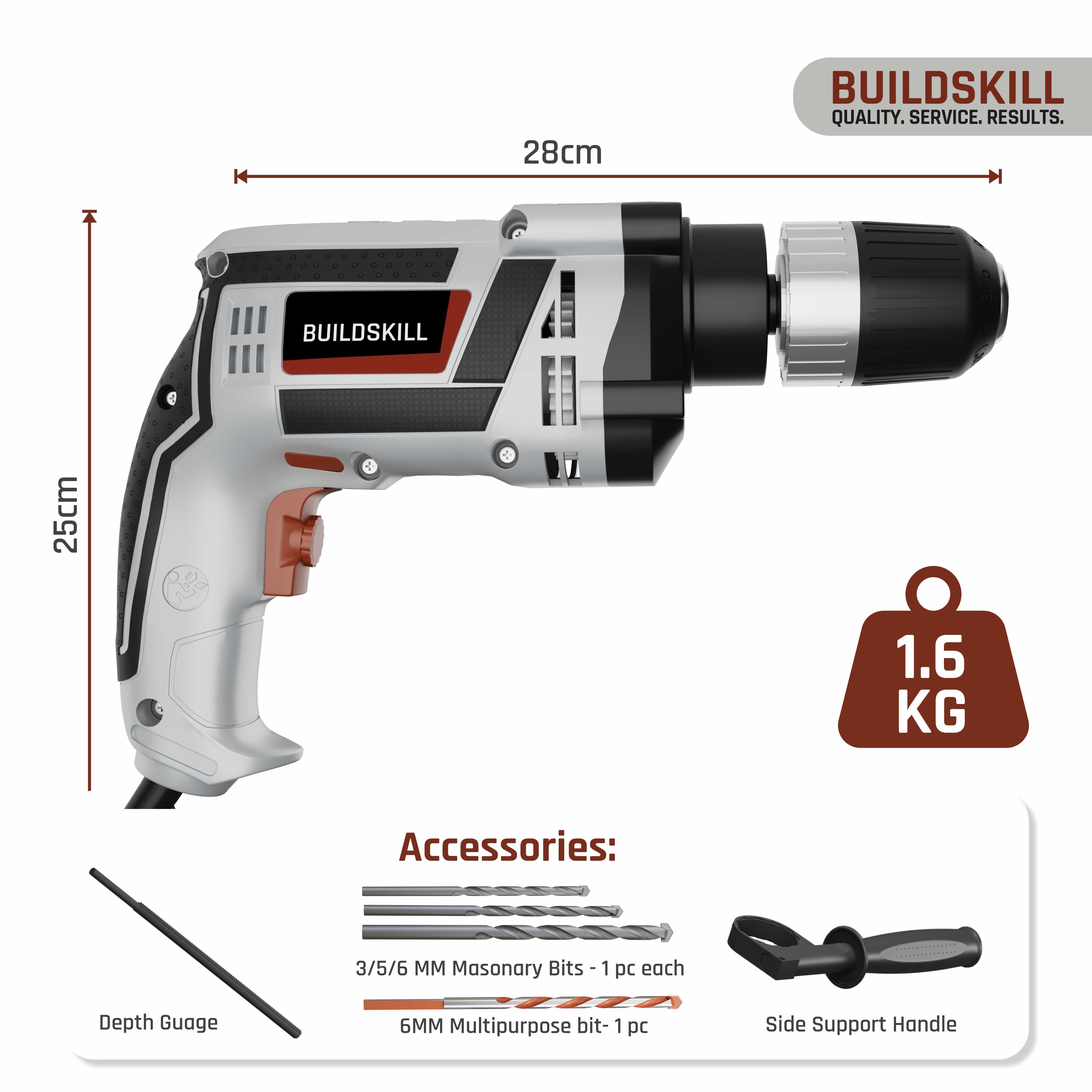Buildskill 800W Electric Drill Machine With 13MM Keyless Chuck