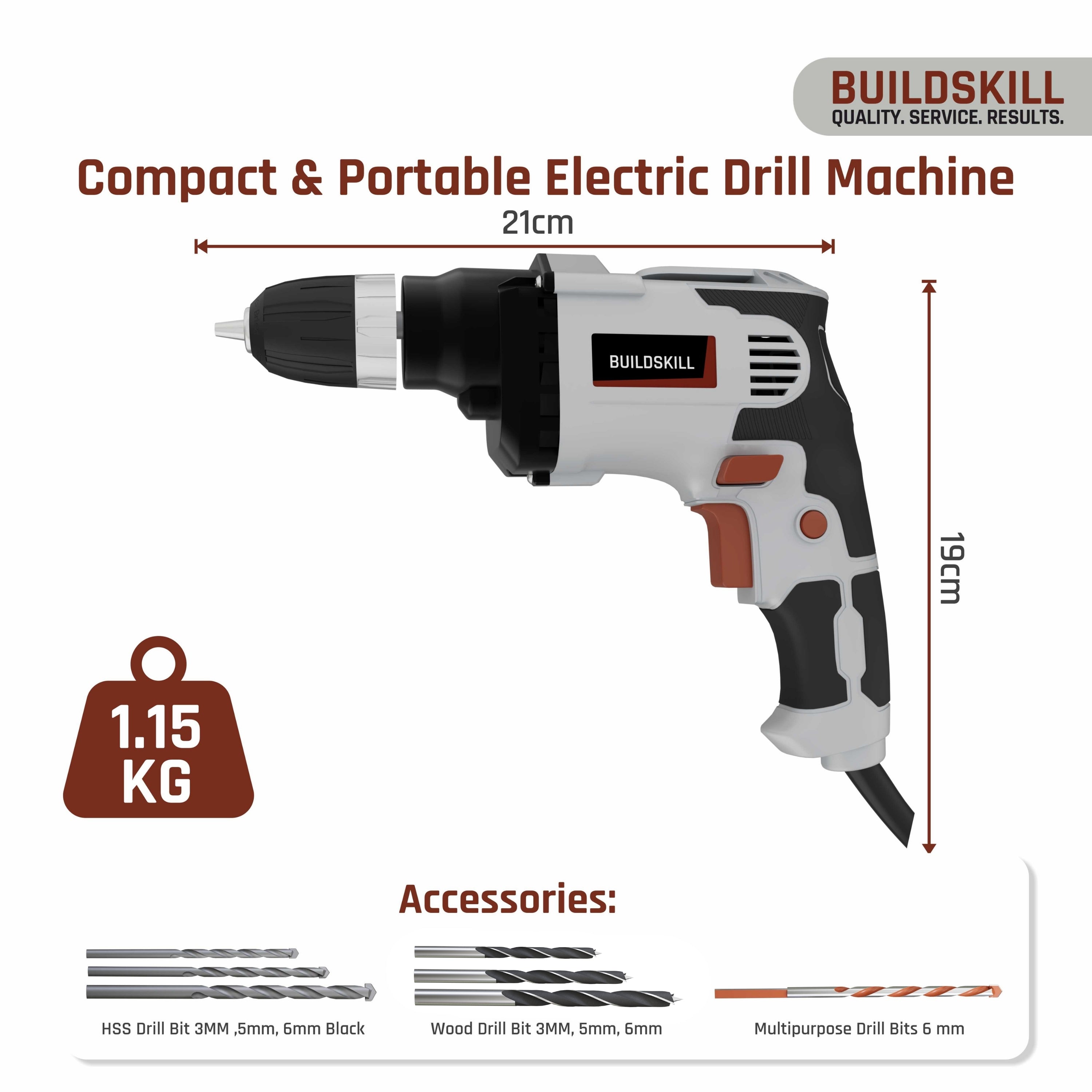 Buildskill 400W Electric Drill Machine 10MM Keyless Chuck