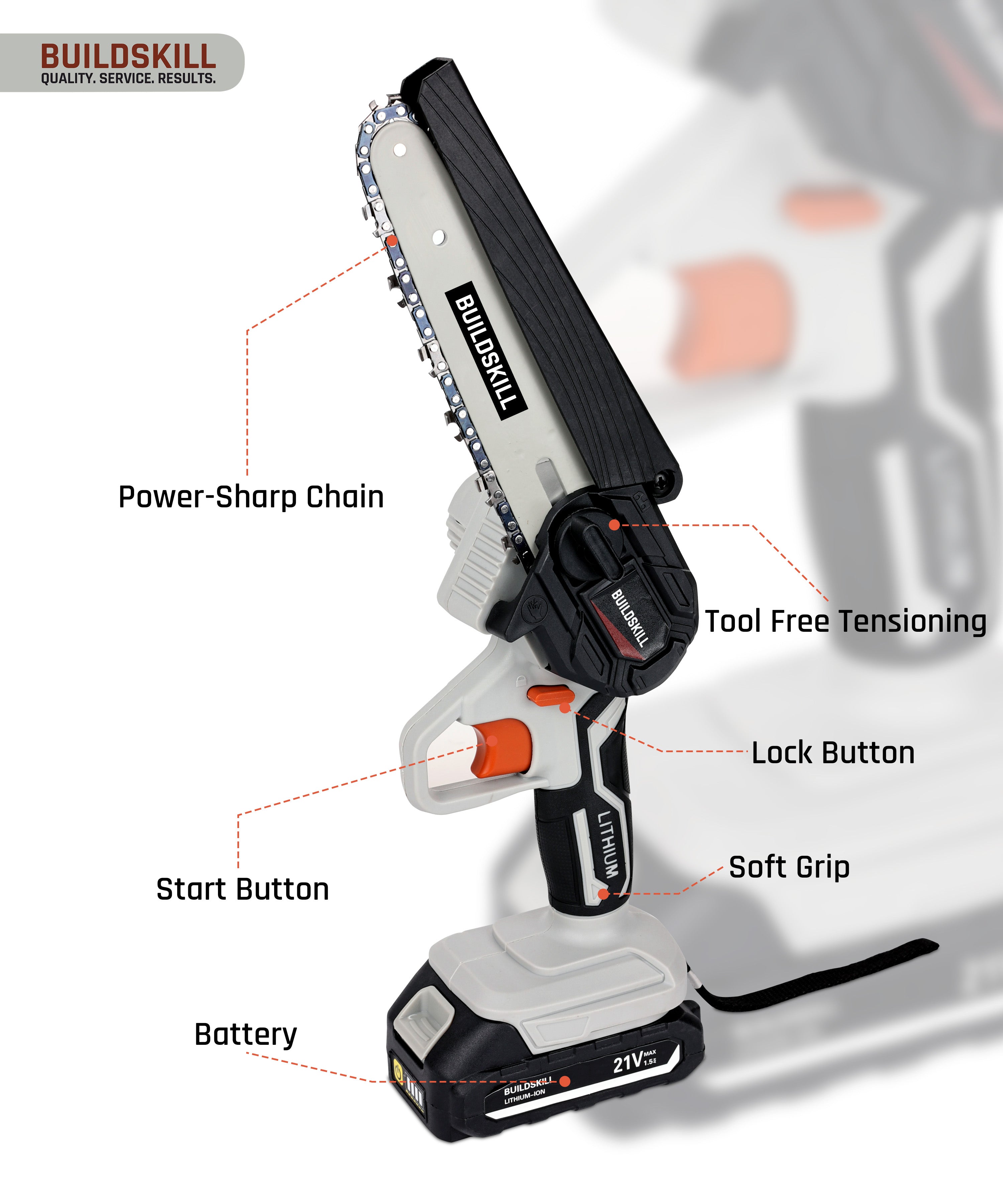 Buildskill 21V Chain Saw BMC Kit with 1.5B Battery