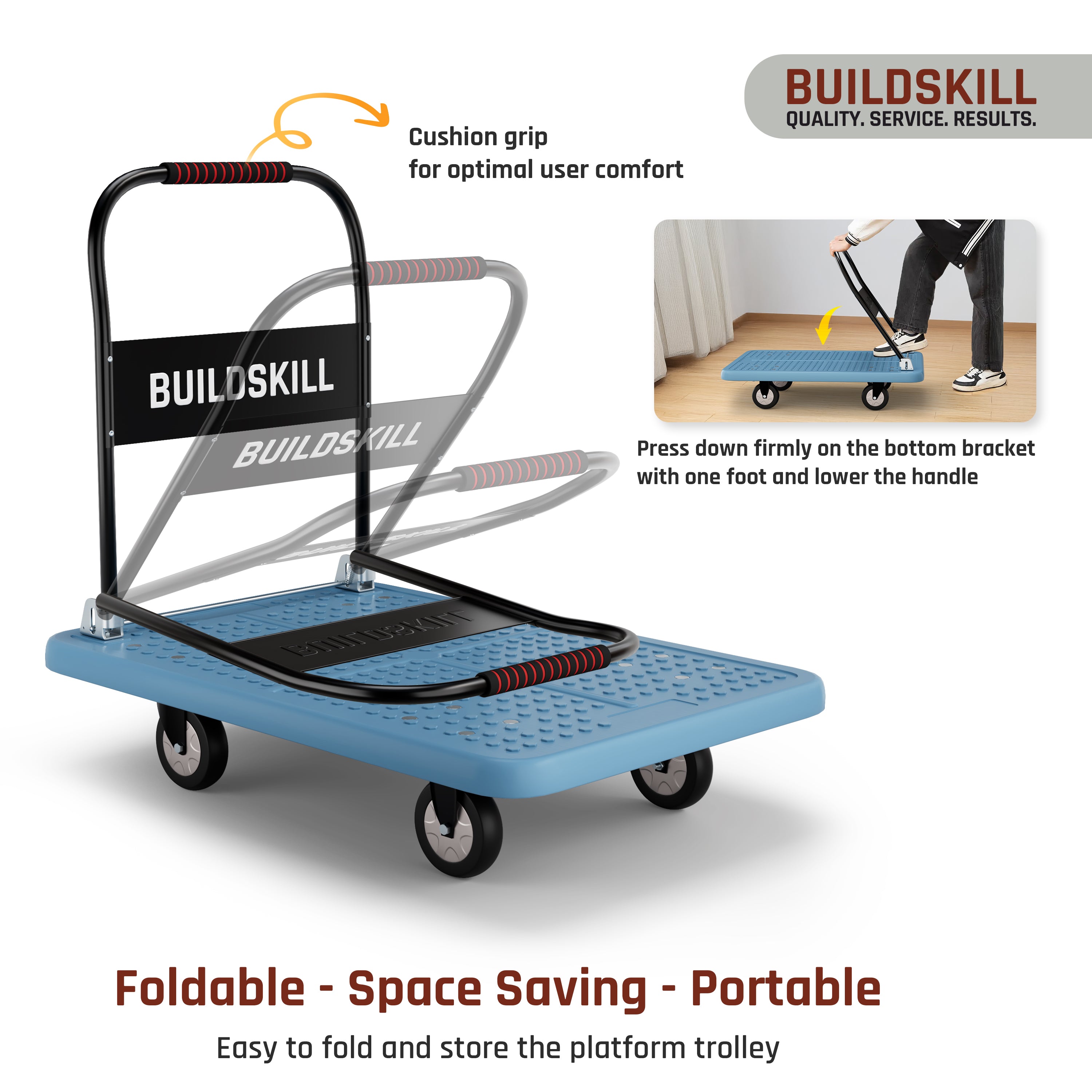 Buildskill Foldable Platform Trolley 450 KG Load Capacity (60X90)