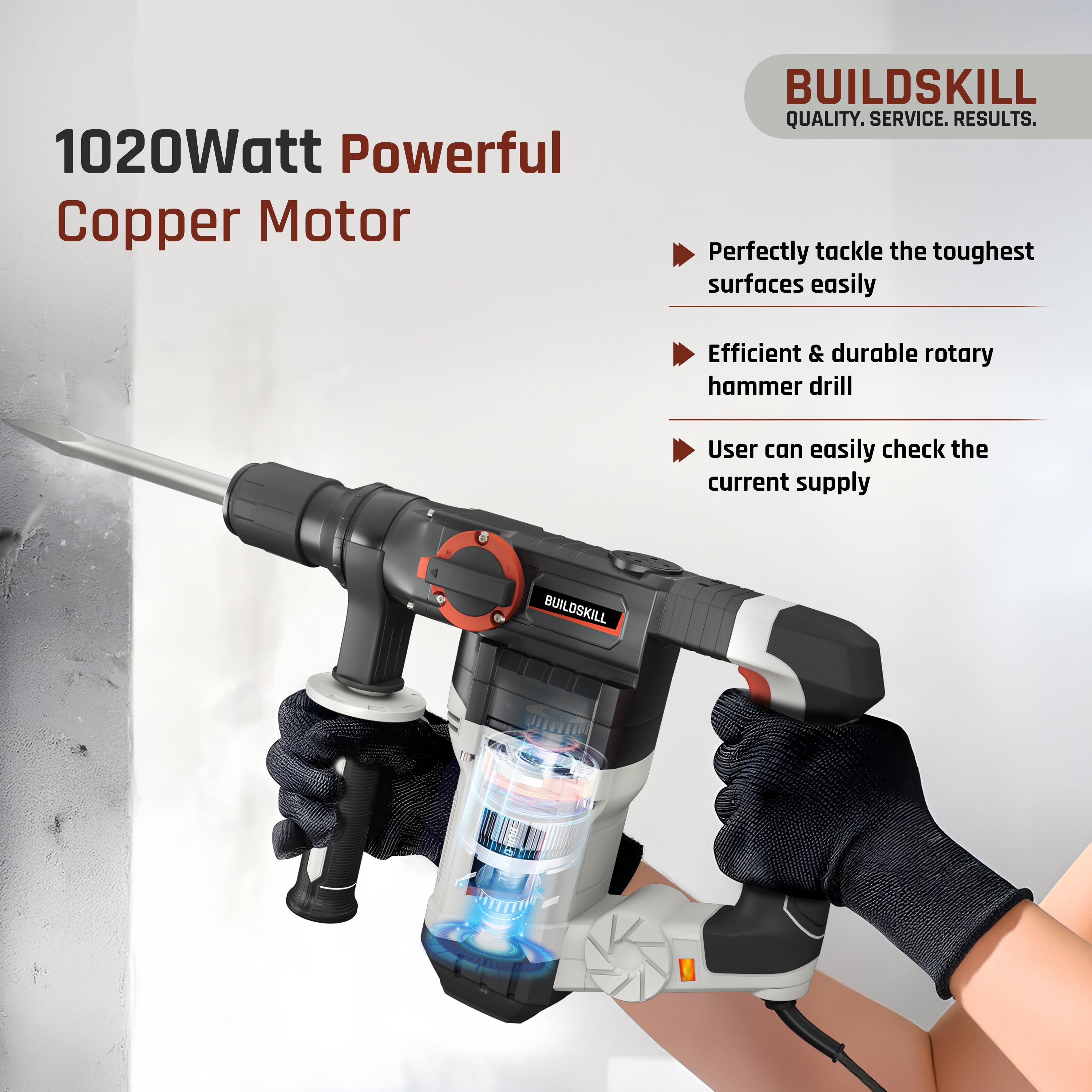 Buildskill Rotary Hammer – 26MM, 1020W for Powerful Drilling and Demolition