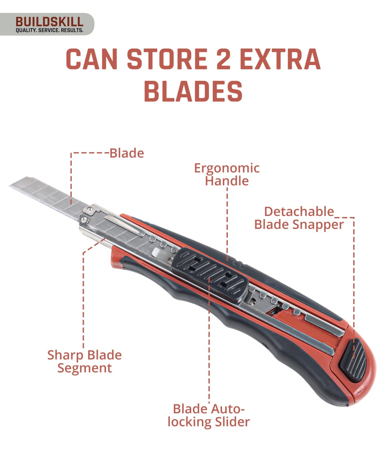 BUILDSKILL Utility Knife 9MM (1 Knife + 2 Blades) with 10 pcs Extra Blades