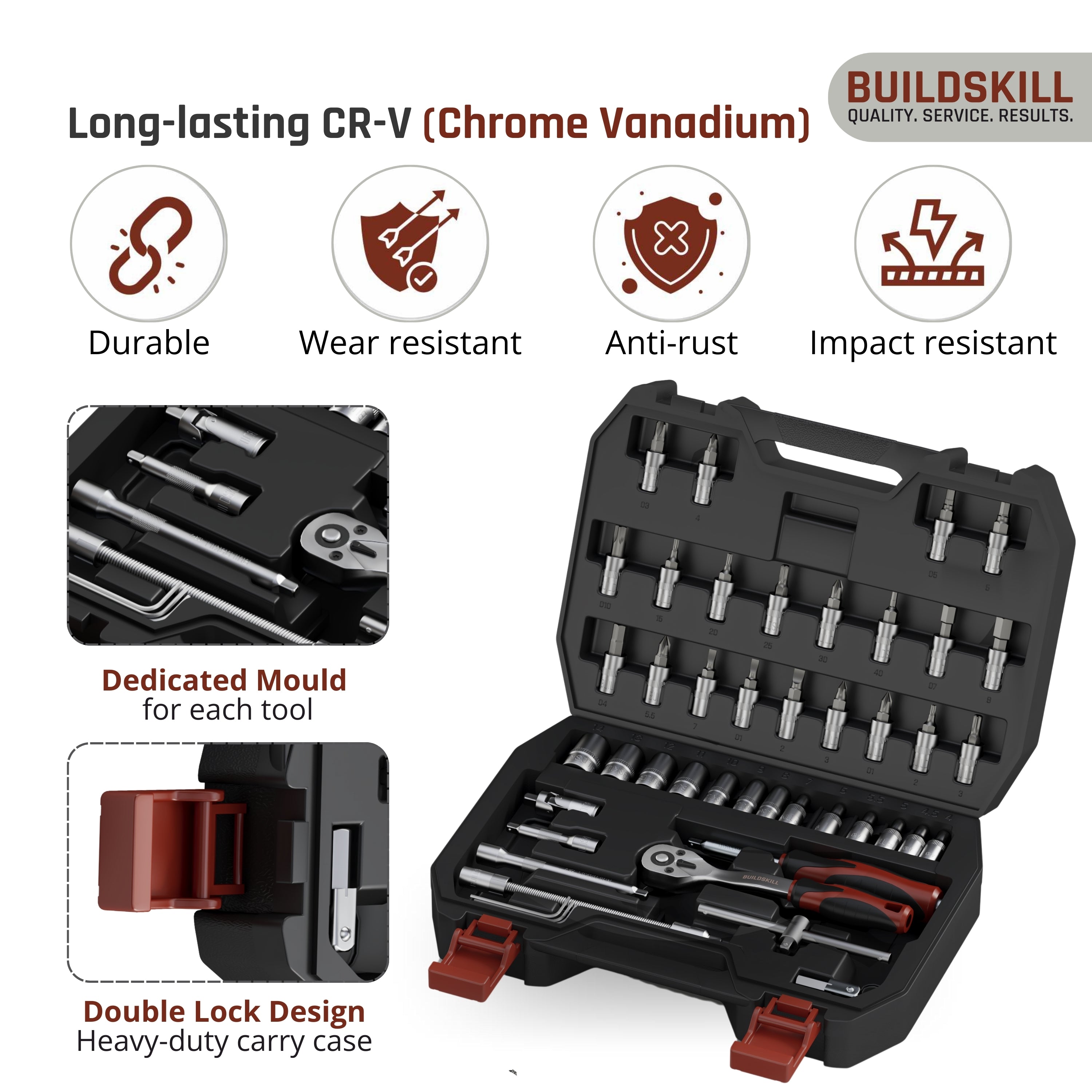 Buildskill 46 Pcs 1/4" Socket Set (4-14)