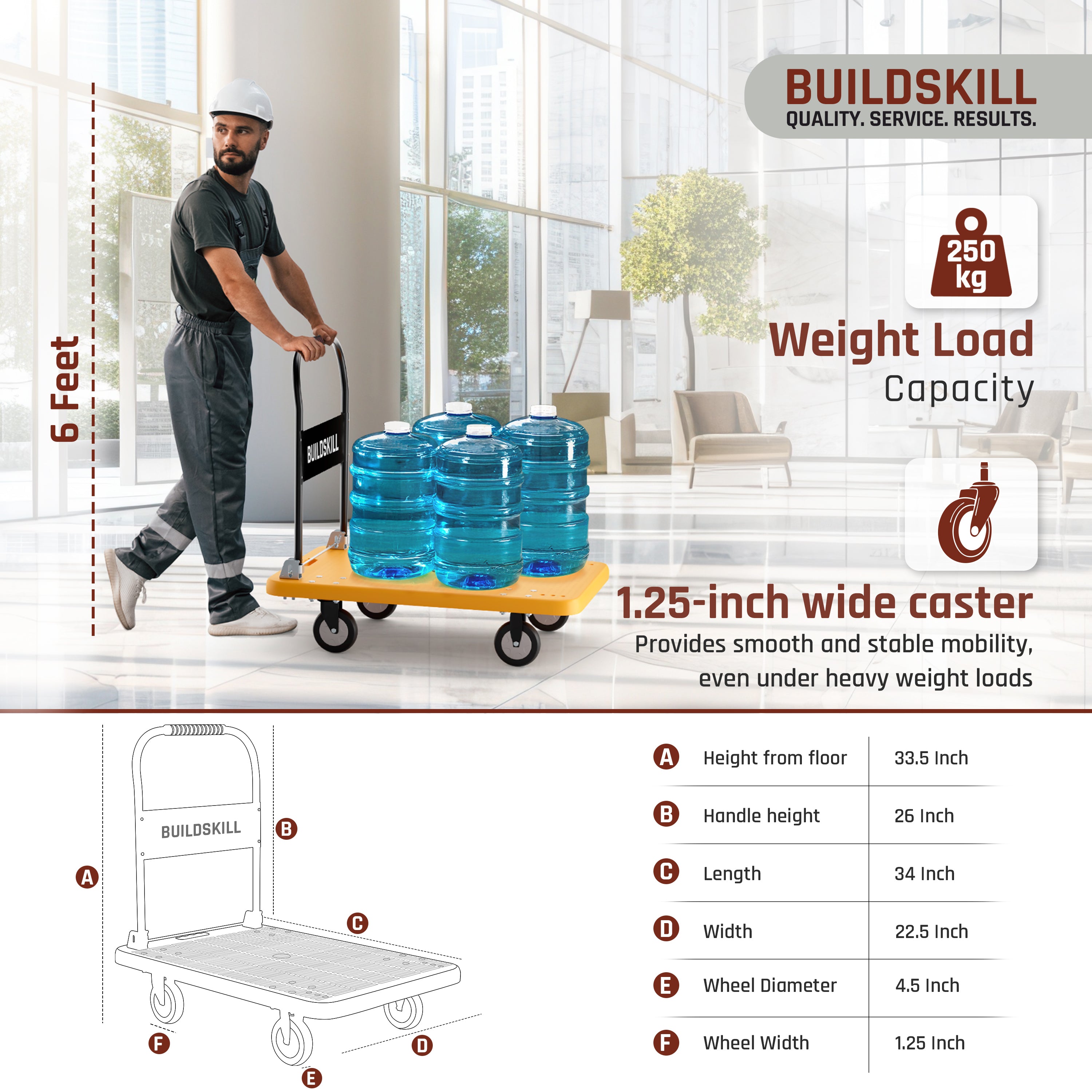 Buildskill Foldable Platform Trolley 250 kg Capacity (60X90)