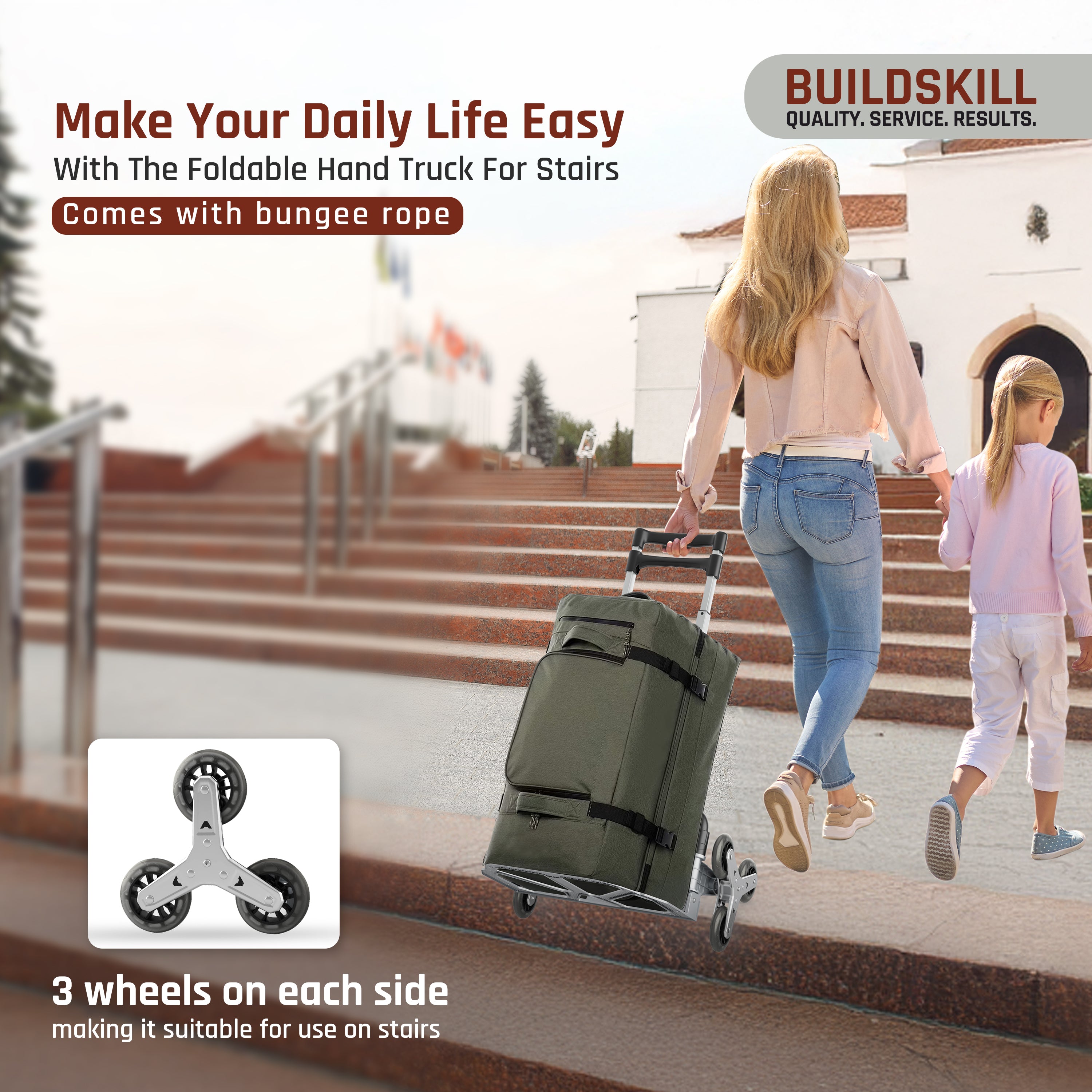 Buildskill 3 Wheel Folding Platform Trolley, 60 KG Load Capacity