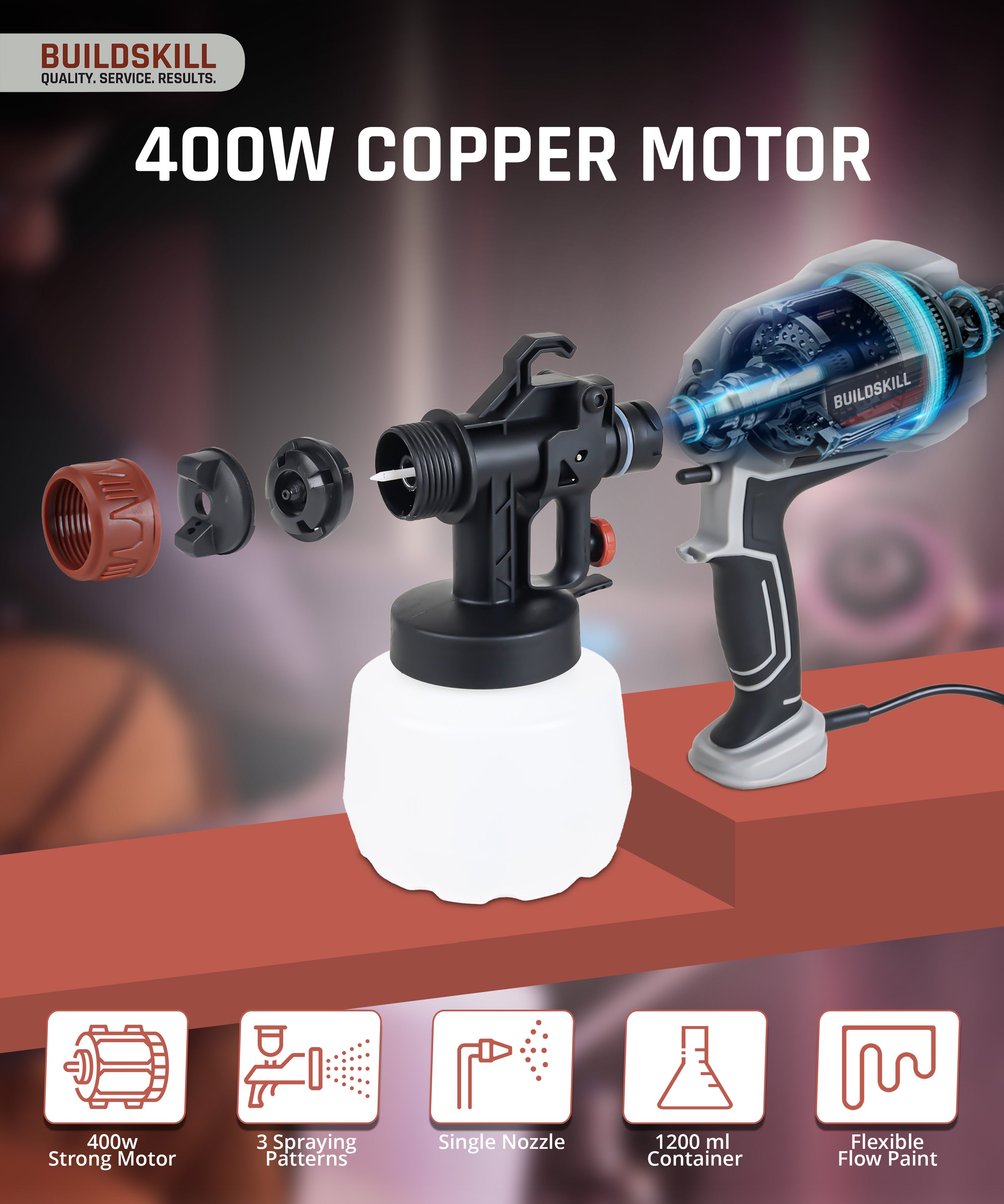 Buildskill 400W Paint Sprayer With 1200 ML Capacity