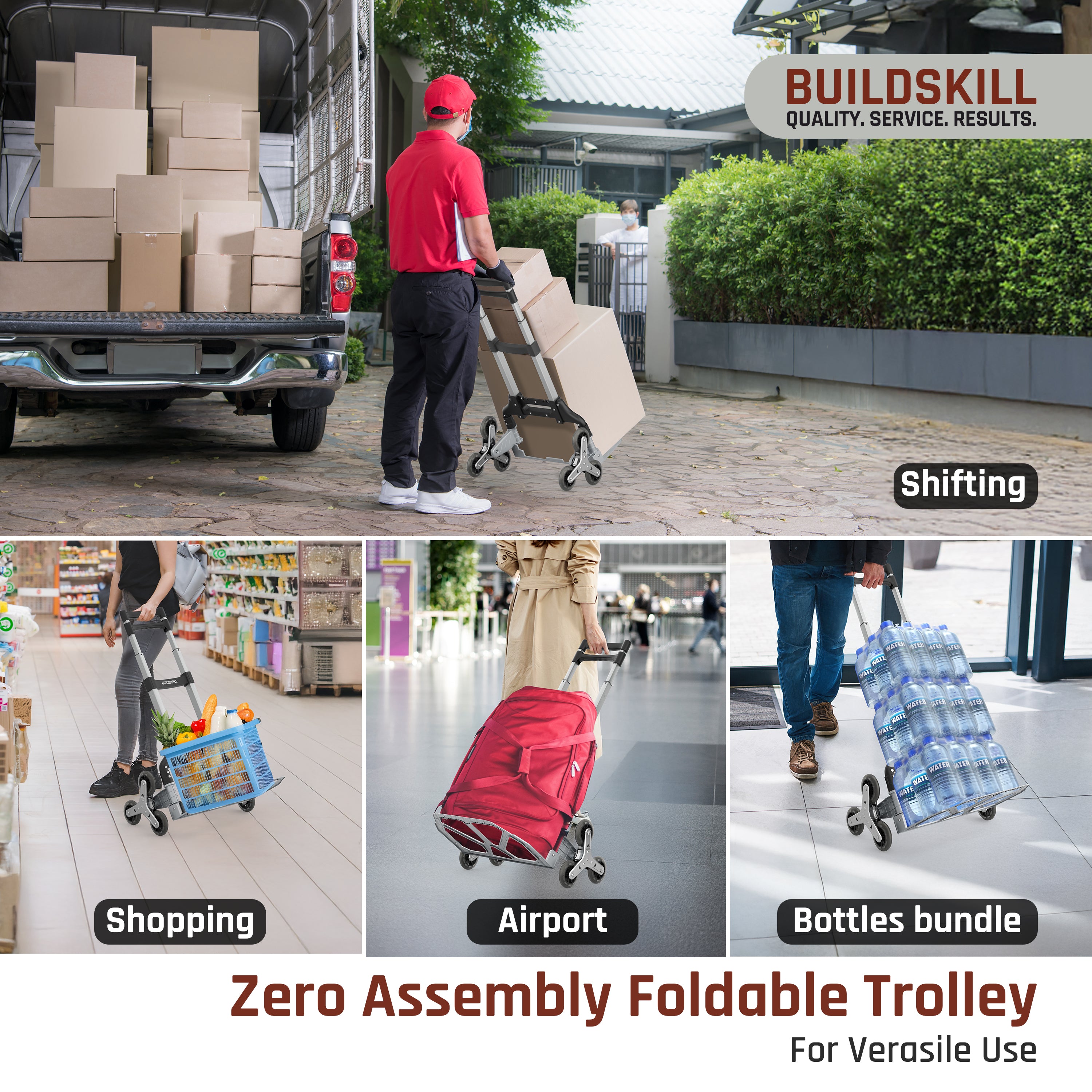 Buildskill 3 Wheel Folding Platform Trolley, 60 KG Load Capacity