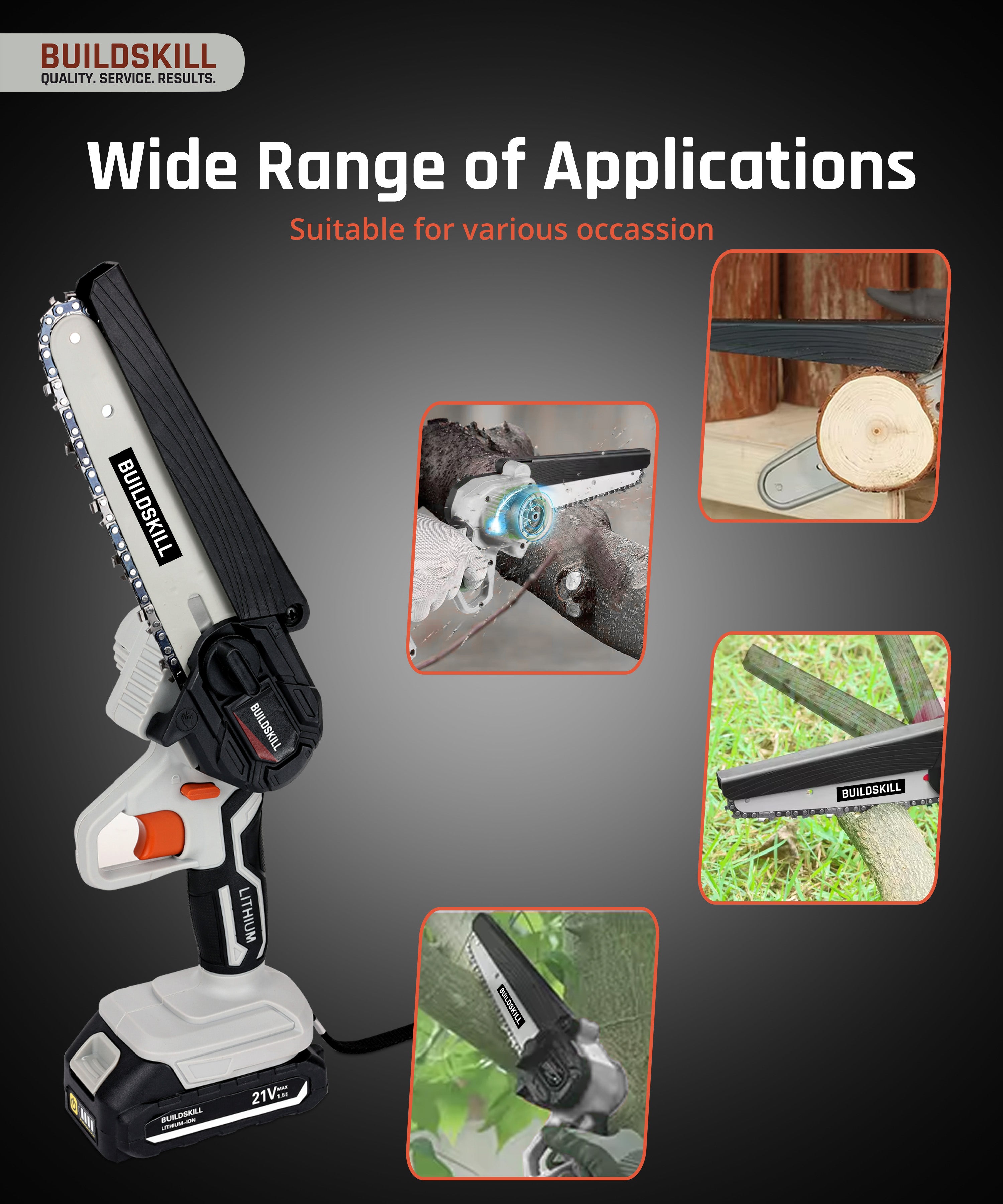 Buildskill 21V Chain Saw BMC Kit with 1.5B Battery