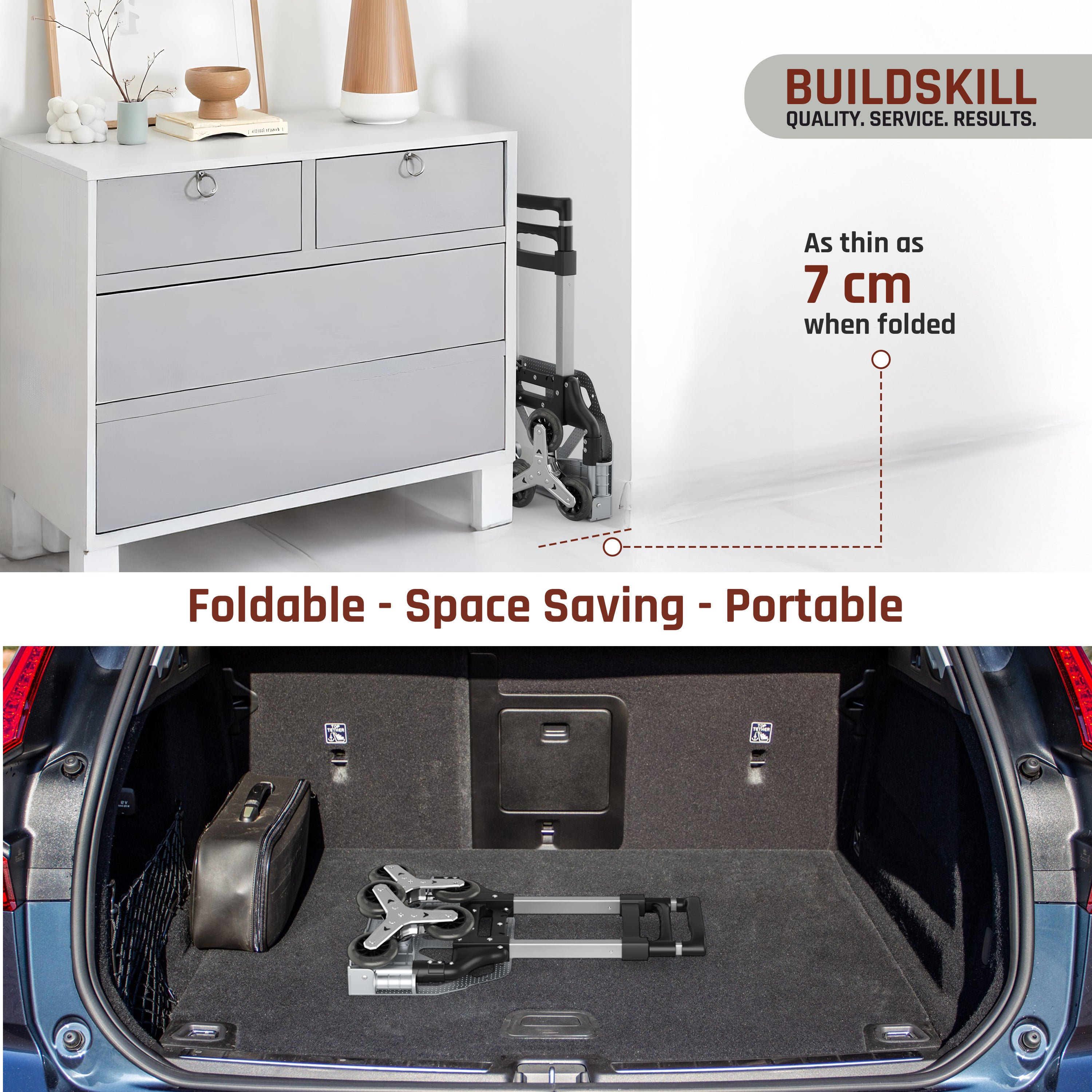 Buildskill 3 Wheel Folding Platform Trolley, 60 KG Load Capacity