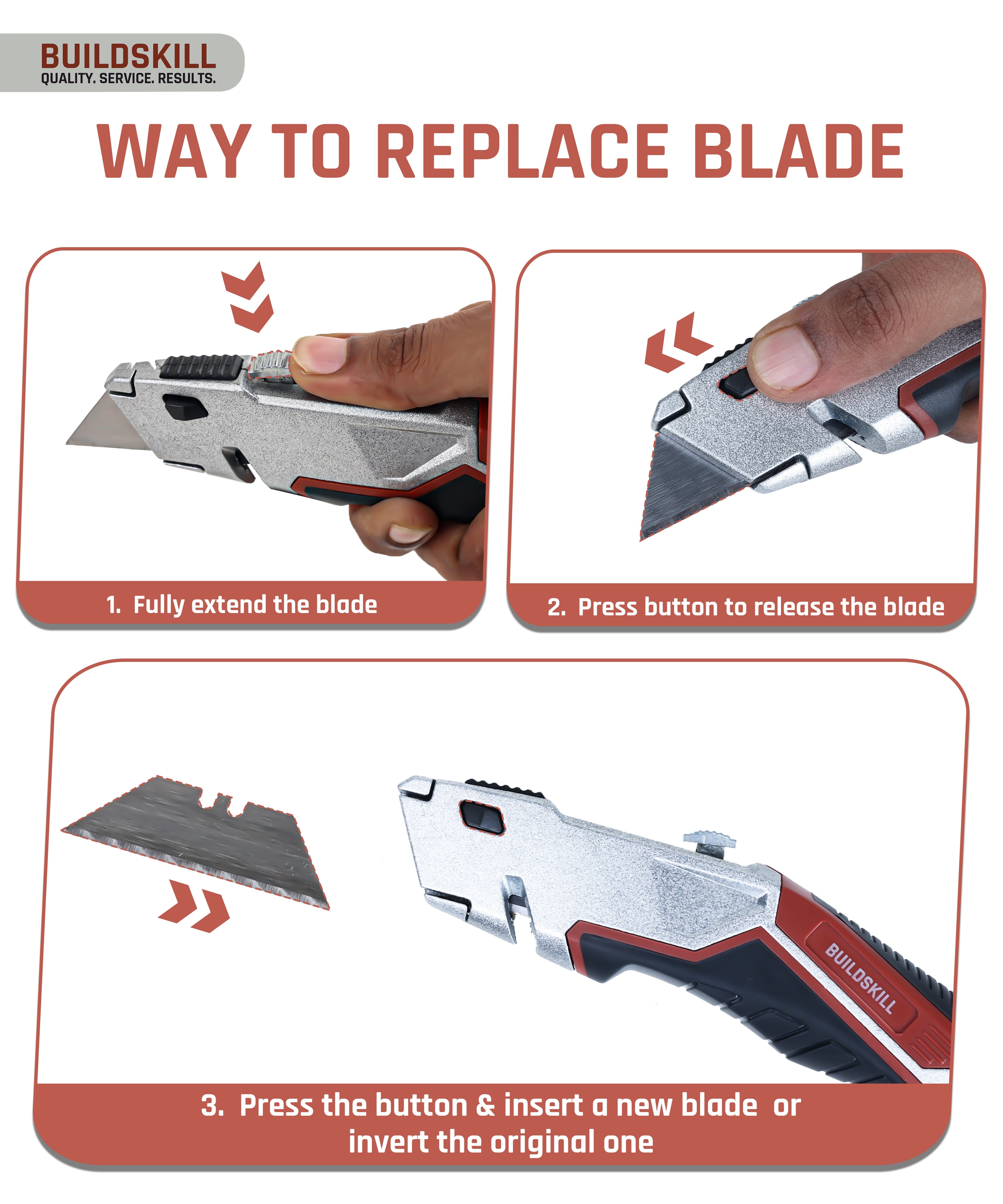 Buildskill 19MM Utility Knife (1 Knife + 5 Blades) + 10 Extra Blades