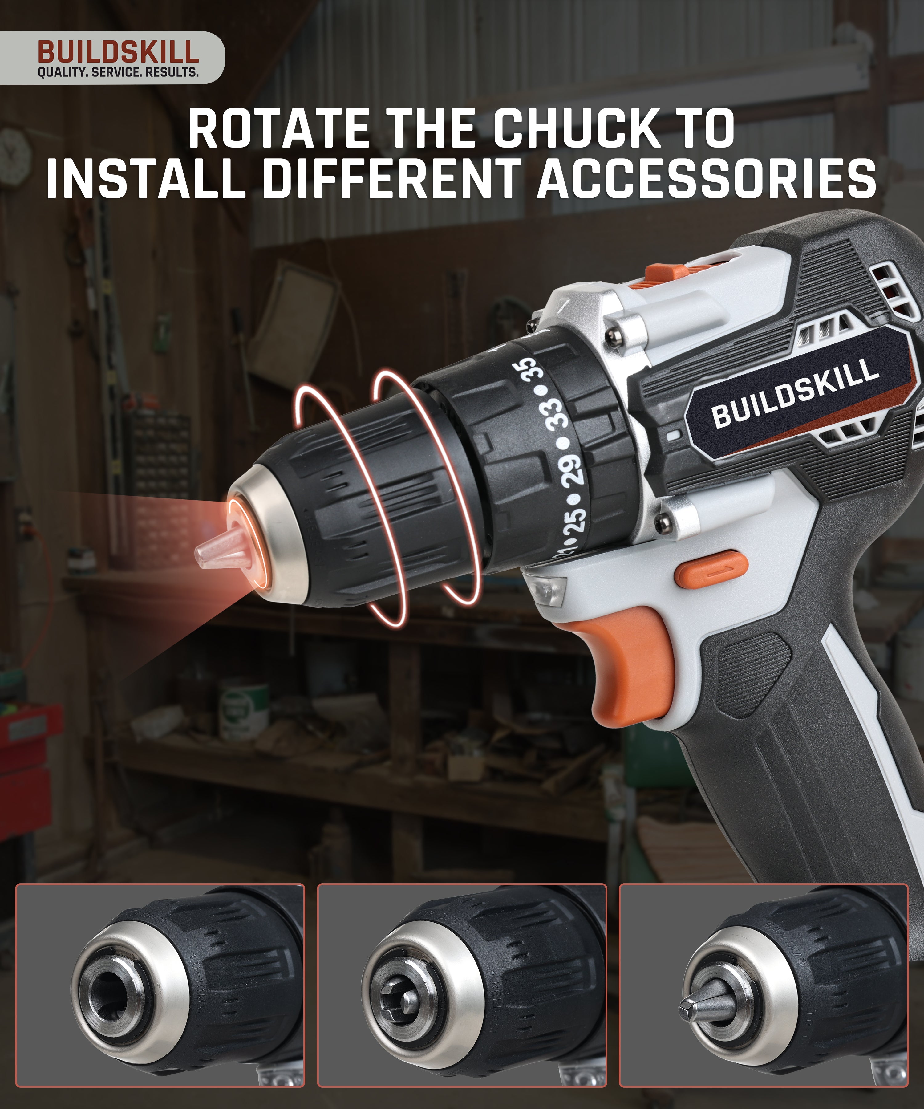 Buildskill 21V Brushless Cordless Impact Drill Machine With BMC Kit