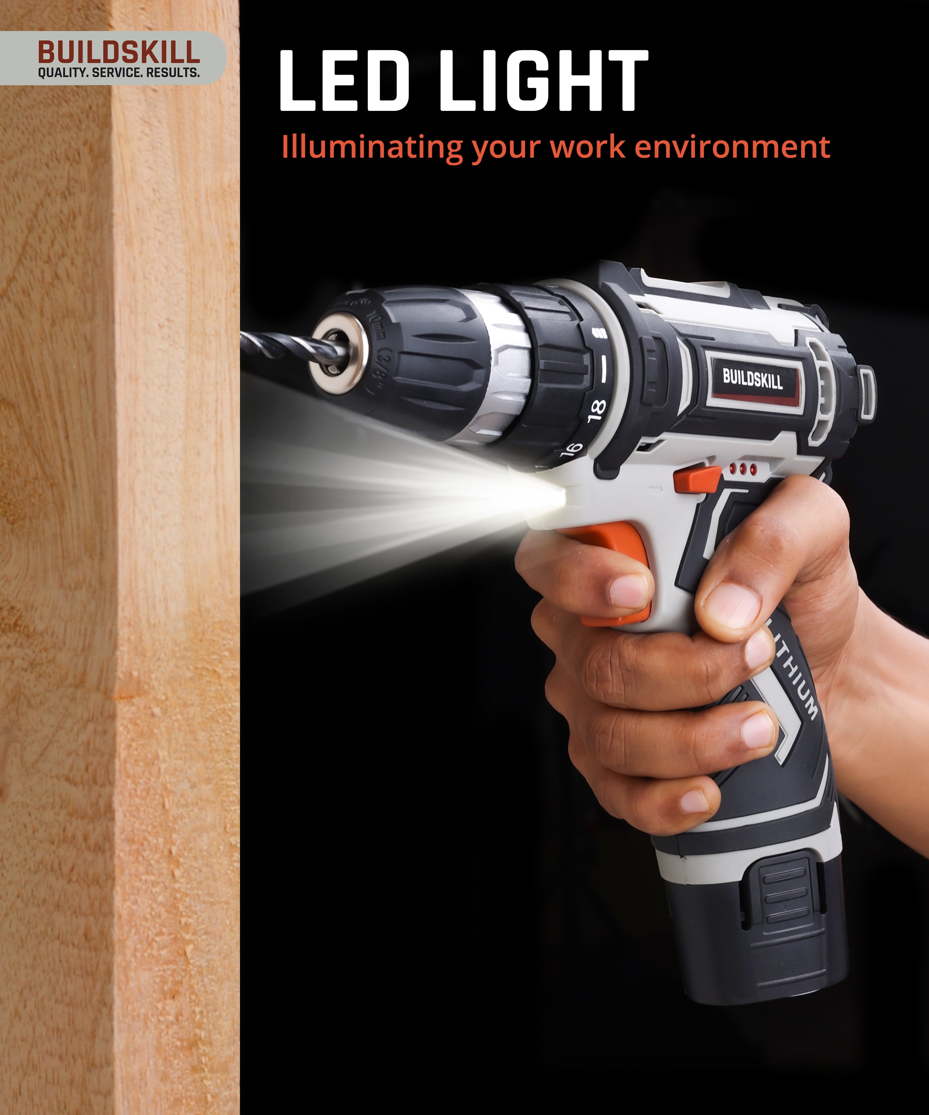 Buildskill 12V Cordless Drill Machine (2 x 1.5Ah Batteries)