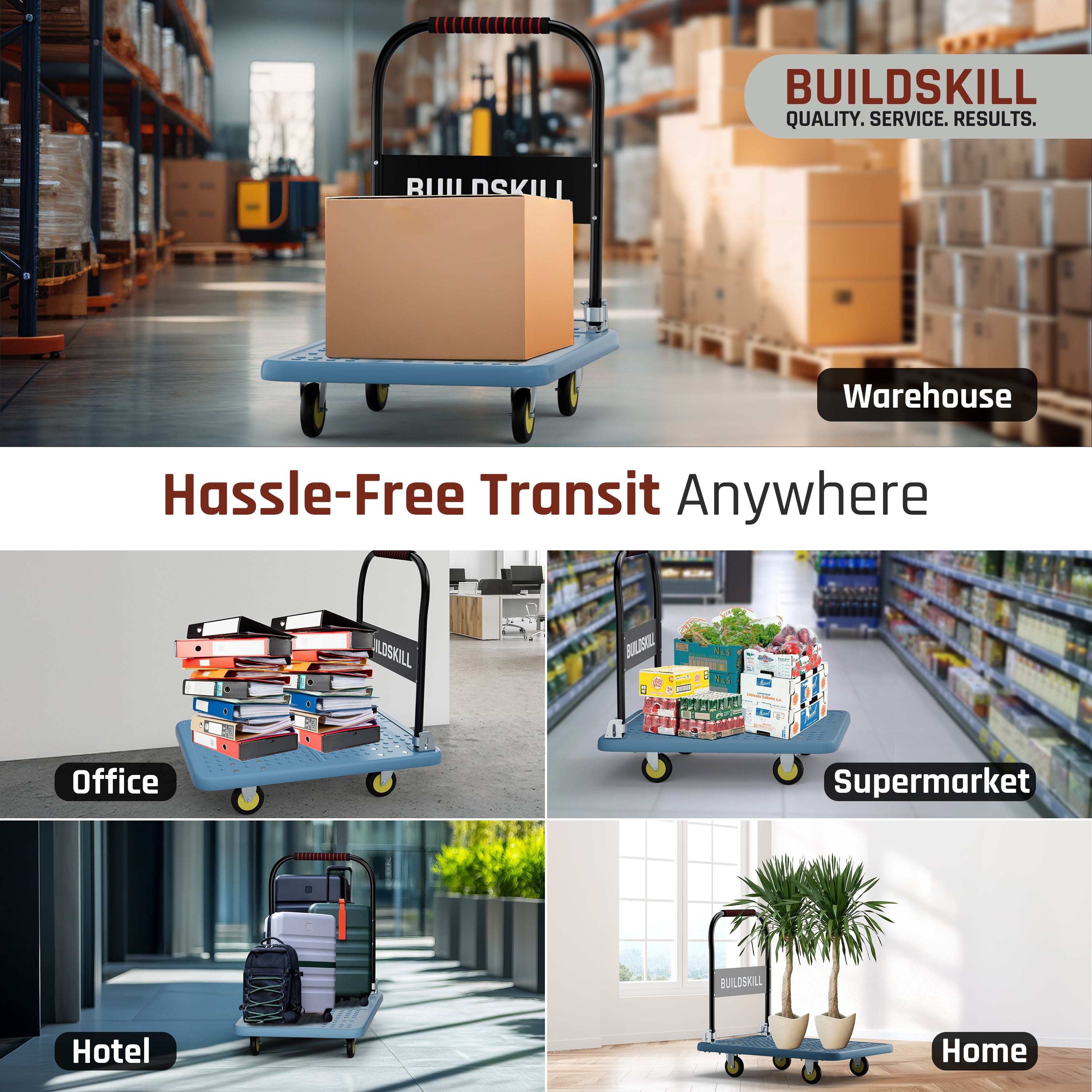 Buildskill Foldable Platform Trolley With 250 kg load Capacity (50X79)