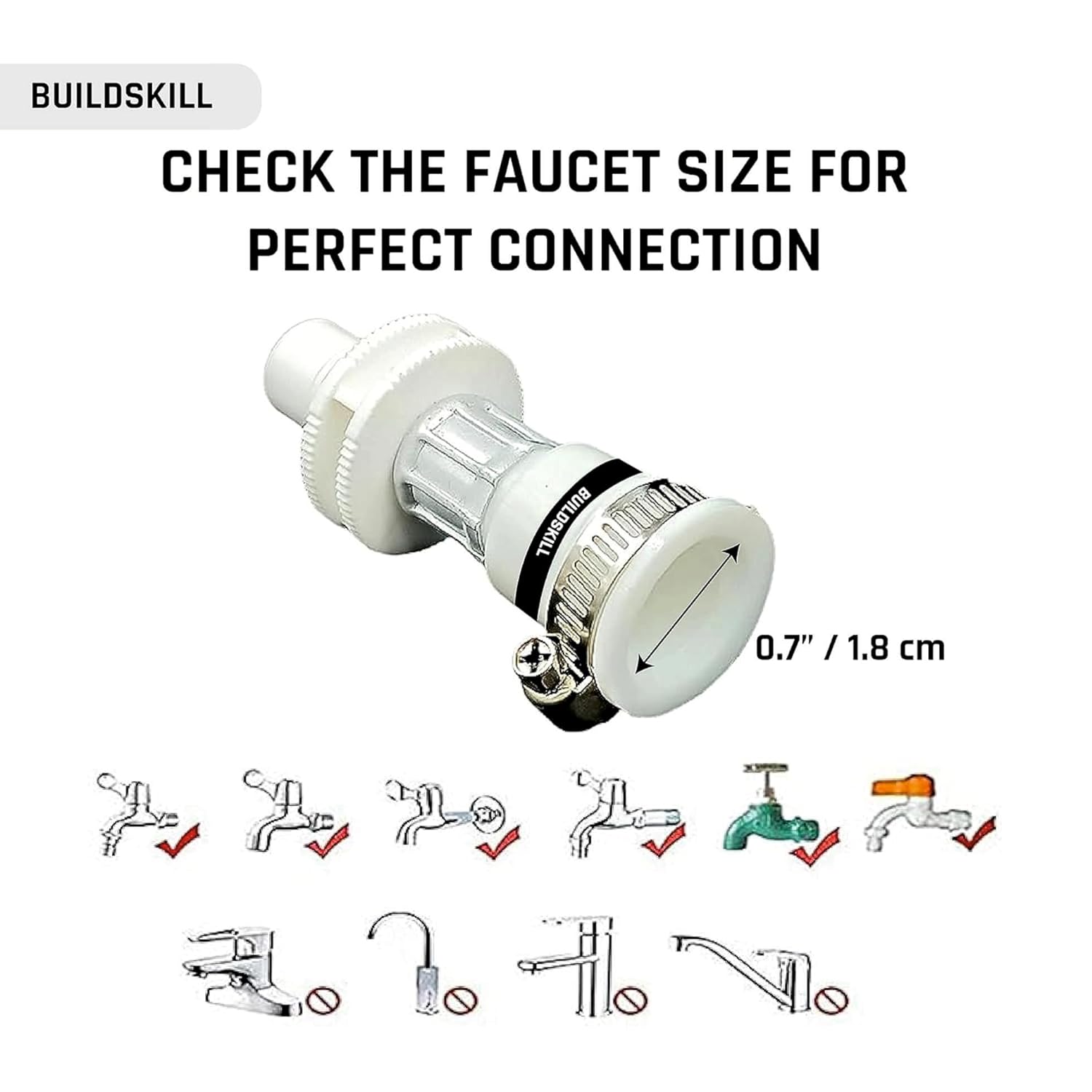 Buildskill Inlet Pipe With Tap Adaptor for Fully Automatic Washing Machine