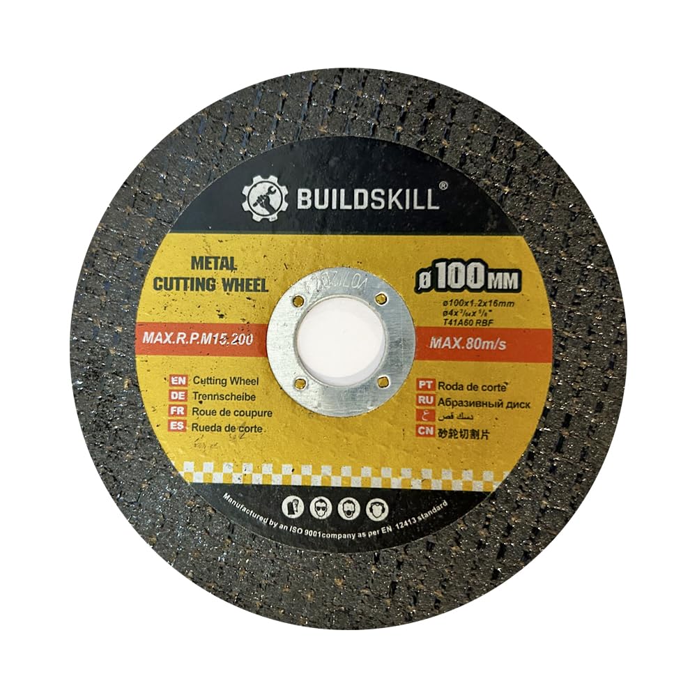 Buildskill Cutting Blade 4 Inch / 100 mm (Pack of 10) – Metal and Stainless Steel Cutting Wheel with High-Grain Concentration – Durable and Long-Life Angle Grinder Blades, Metal Cutter