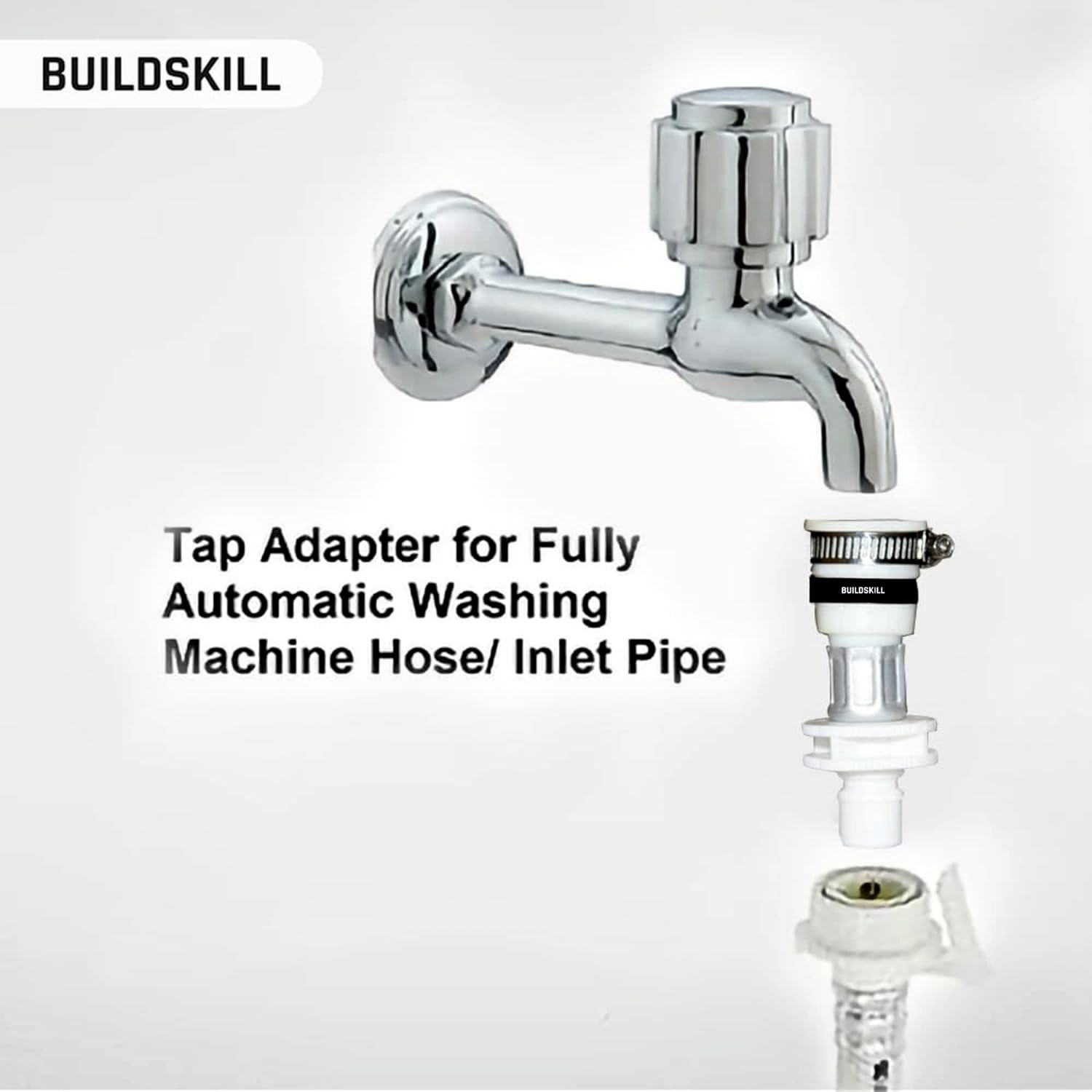 Buildskill Inlet Pipe With Tap Adaptor for Fully Automatic Washing Machine