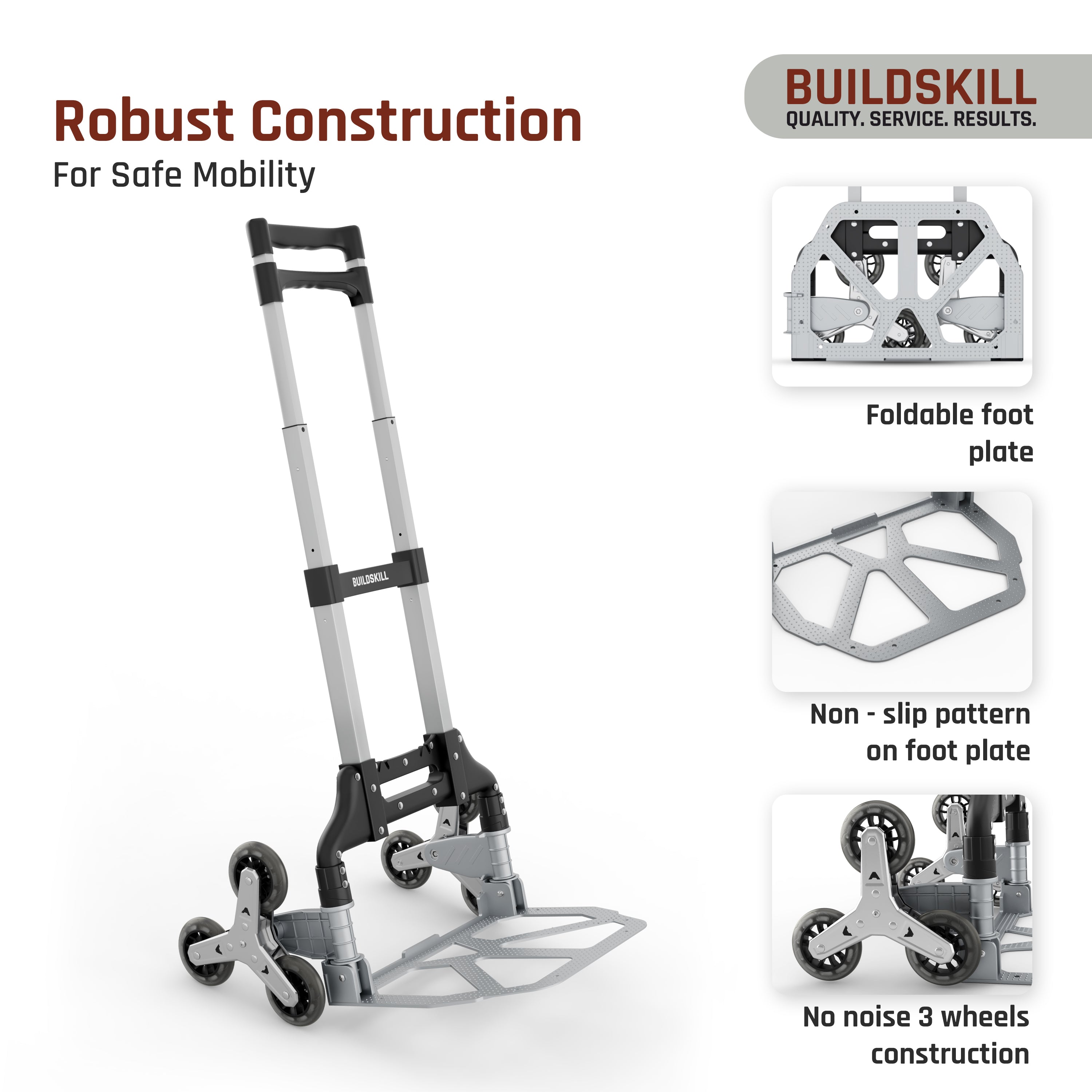 Buildskill 3 Wheel Folding Platform Trolley, 60 KG Load Capacity