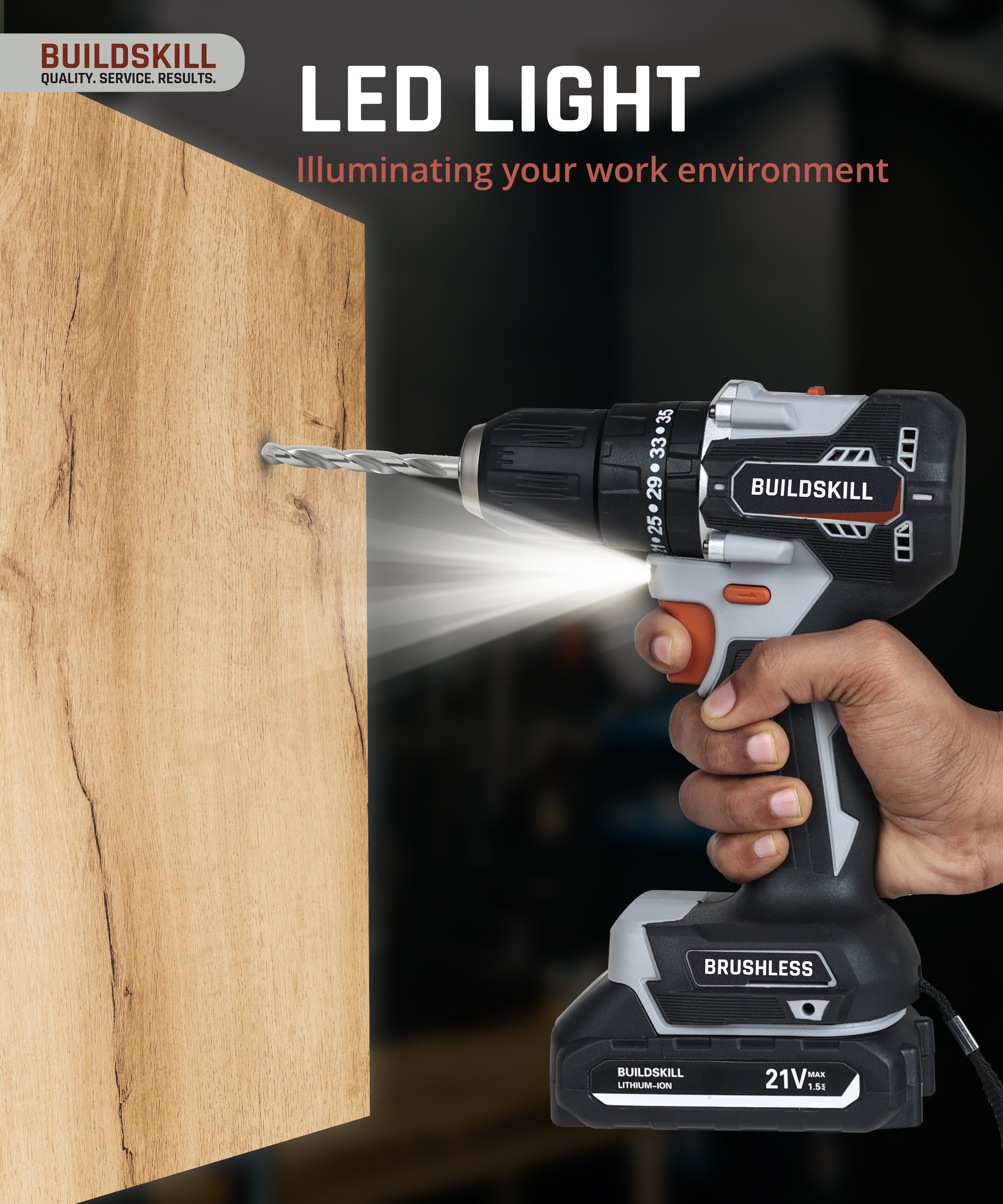 Buildskill 21V Brushless Cordless Impact Drill Machine With BMC Kit