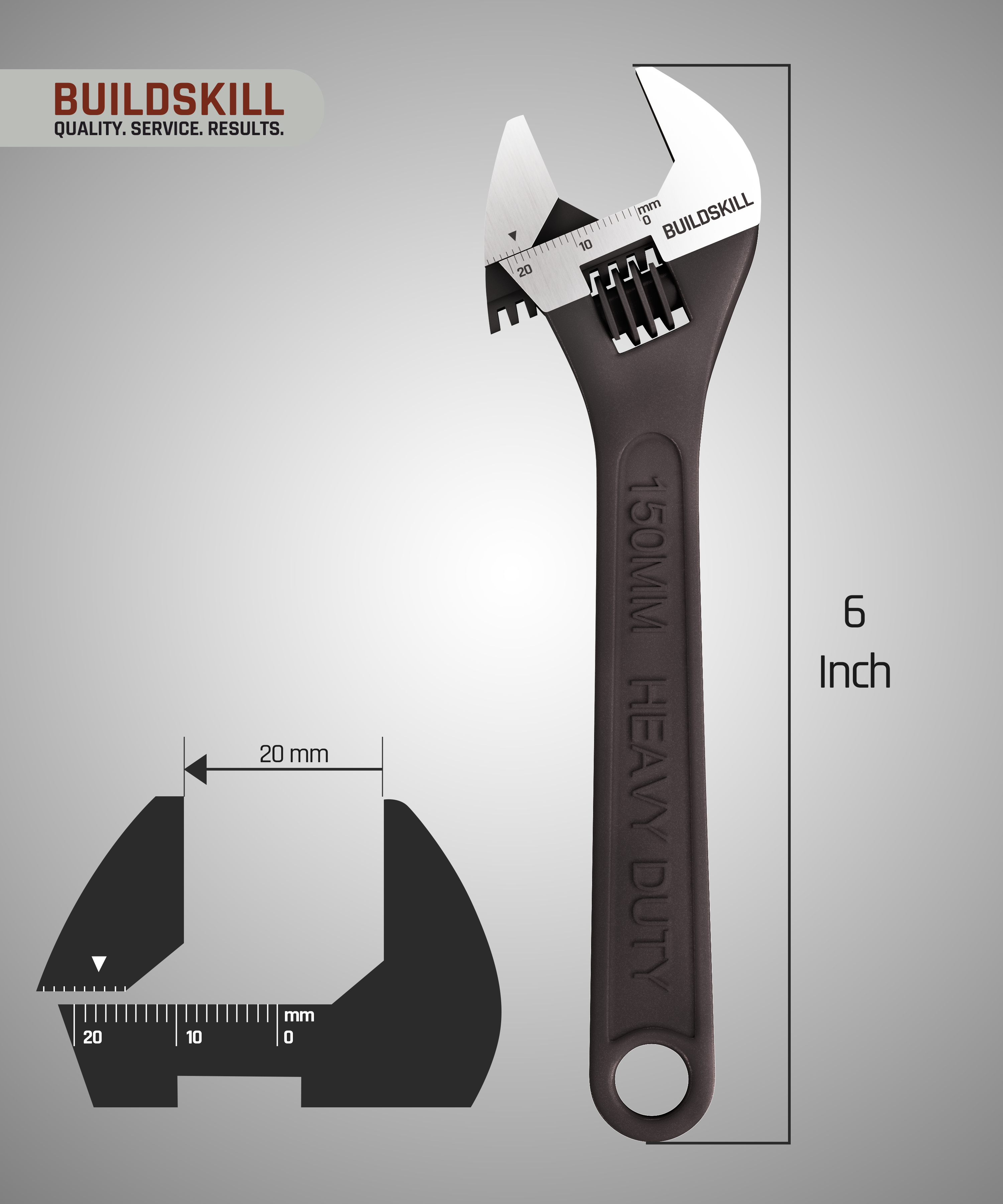 Buildskill 15 Inches Adjustable Wrench (Phosphate Finish)