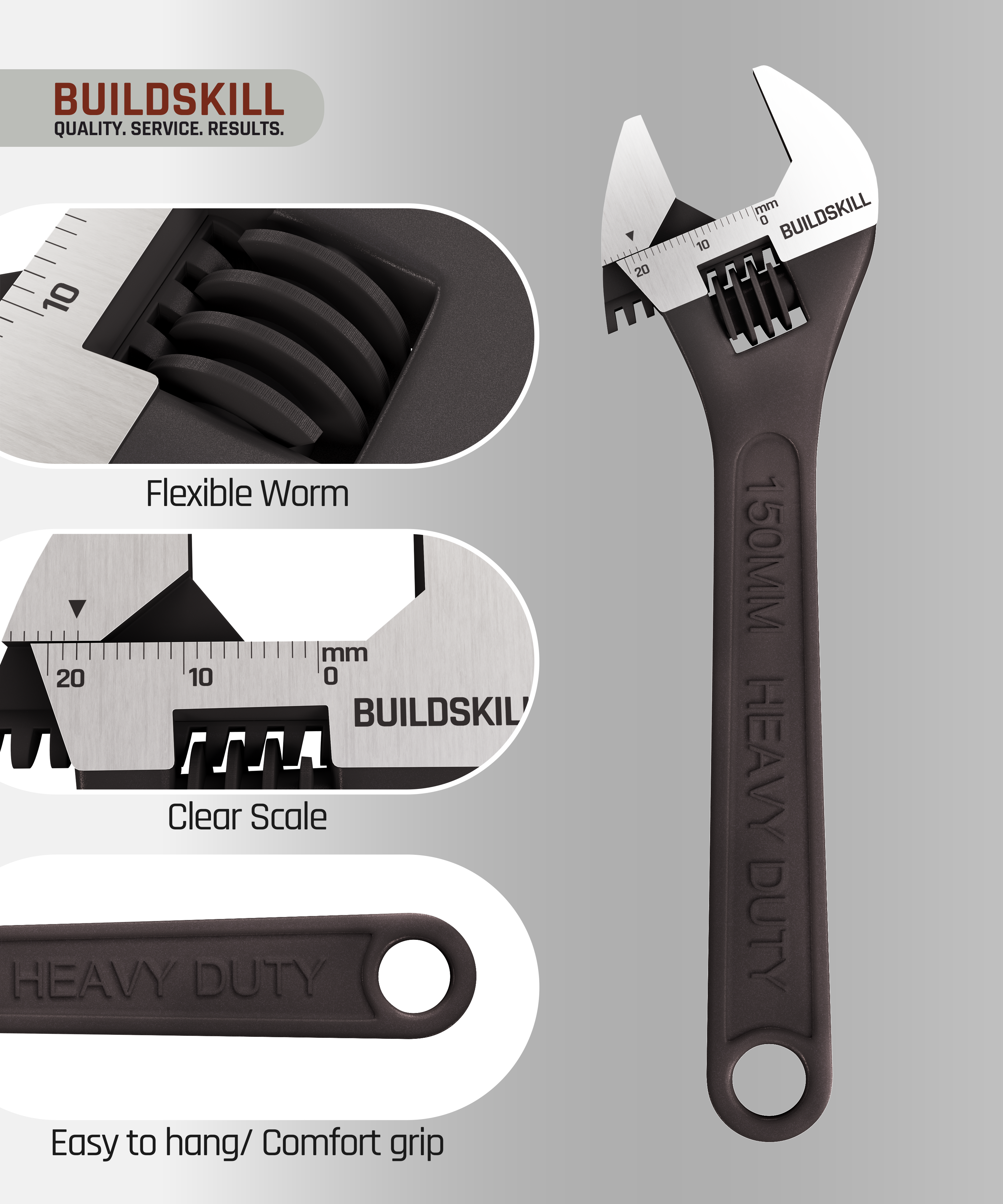 Buildskill 15 Inches Adjustable Wrench (Phosphate Finish)