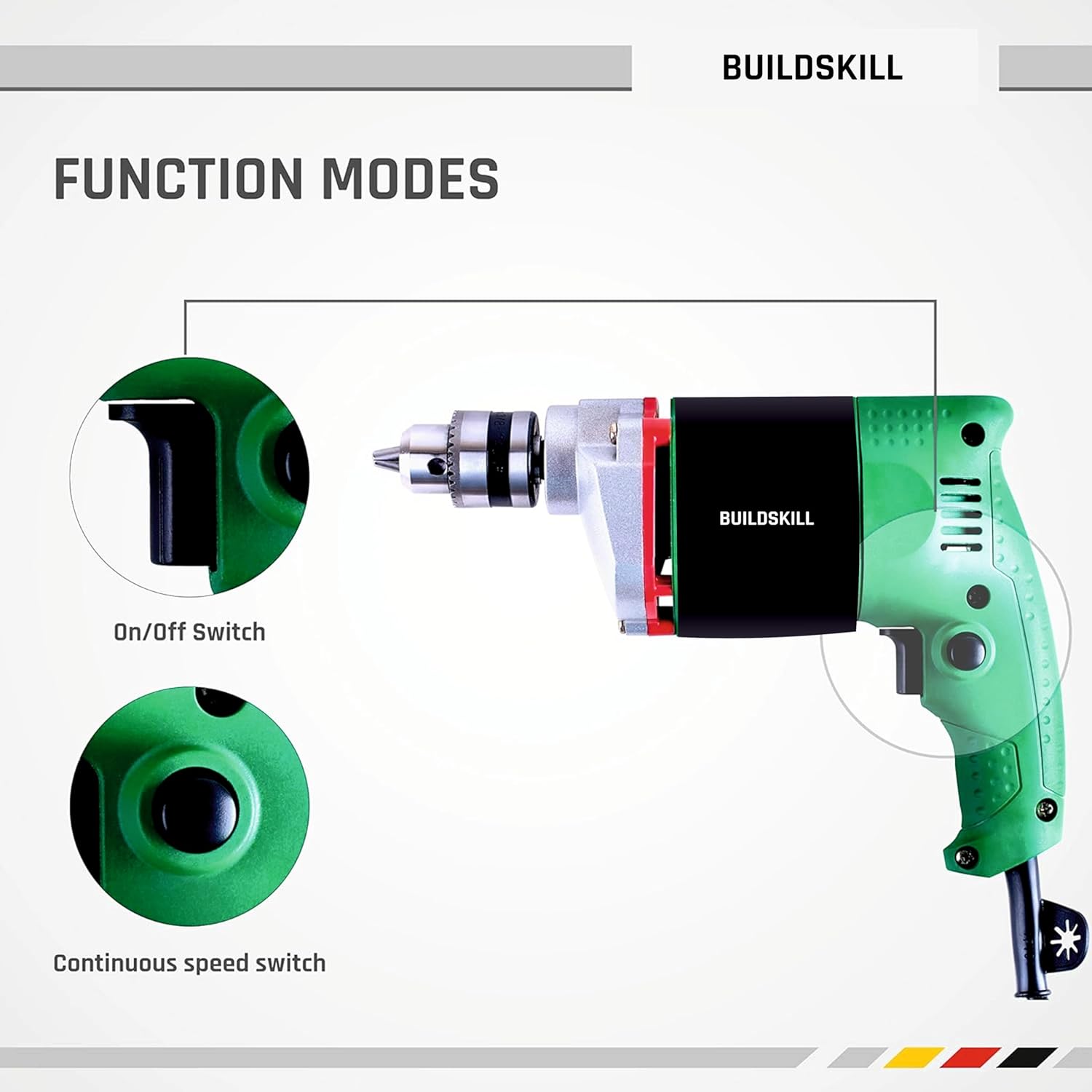 Buildskill 300W Pistol Grip Drill Machine