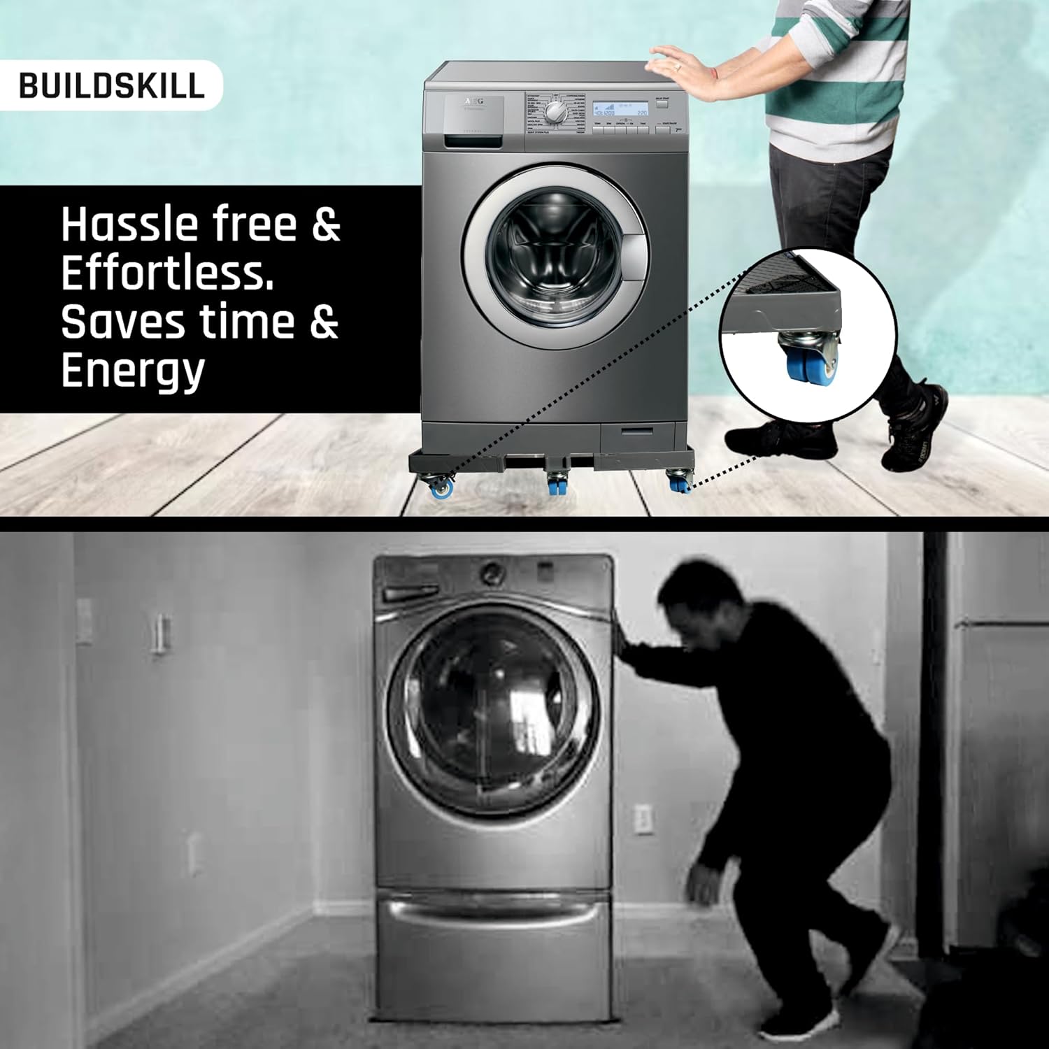 Buildskill Washing Machine Stand (8 Double Wheels)