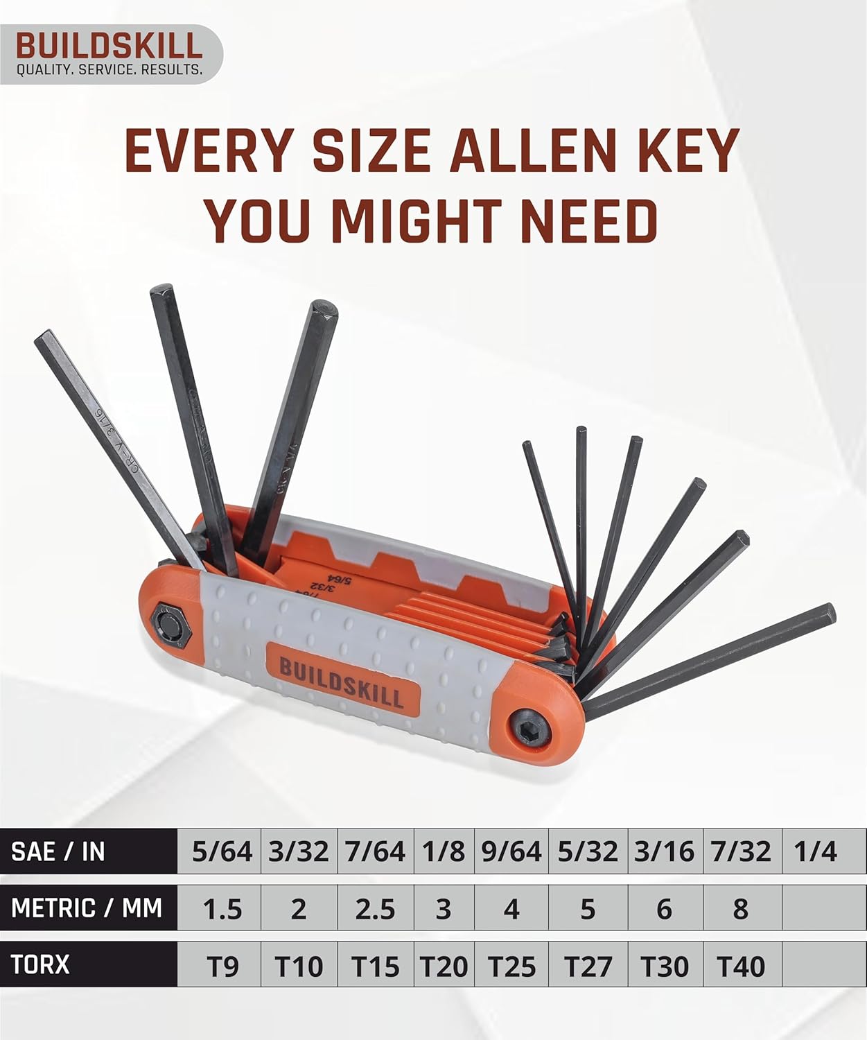 Buildskill 25 Pcs Folding Allen Key Set (8+8+9)