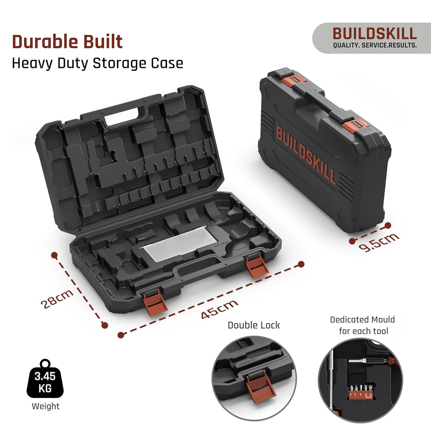BUILDSKILL 69 Pcs | 12V Cordless Drill Machine Tool Kit 10MM Keyless Chuck,Copper Armature, 3M Auto Measuring Tape, CRV Bits, TPR Screwdriver | Home Tools Box Kit with Drill Machine (6 Month Warranty)