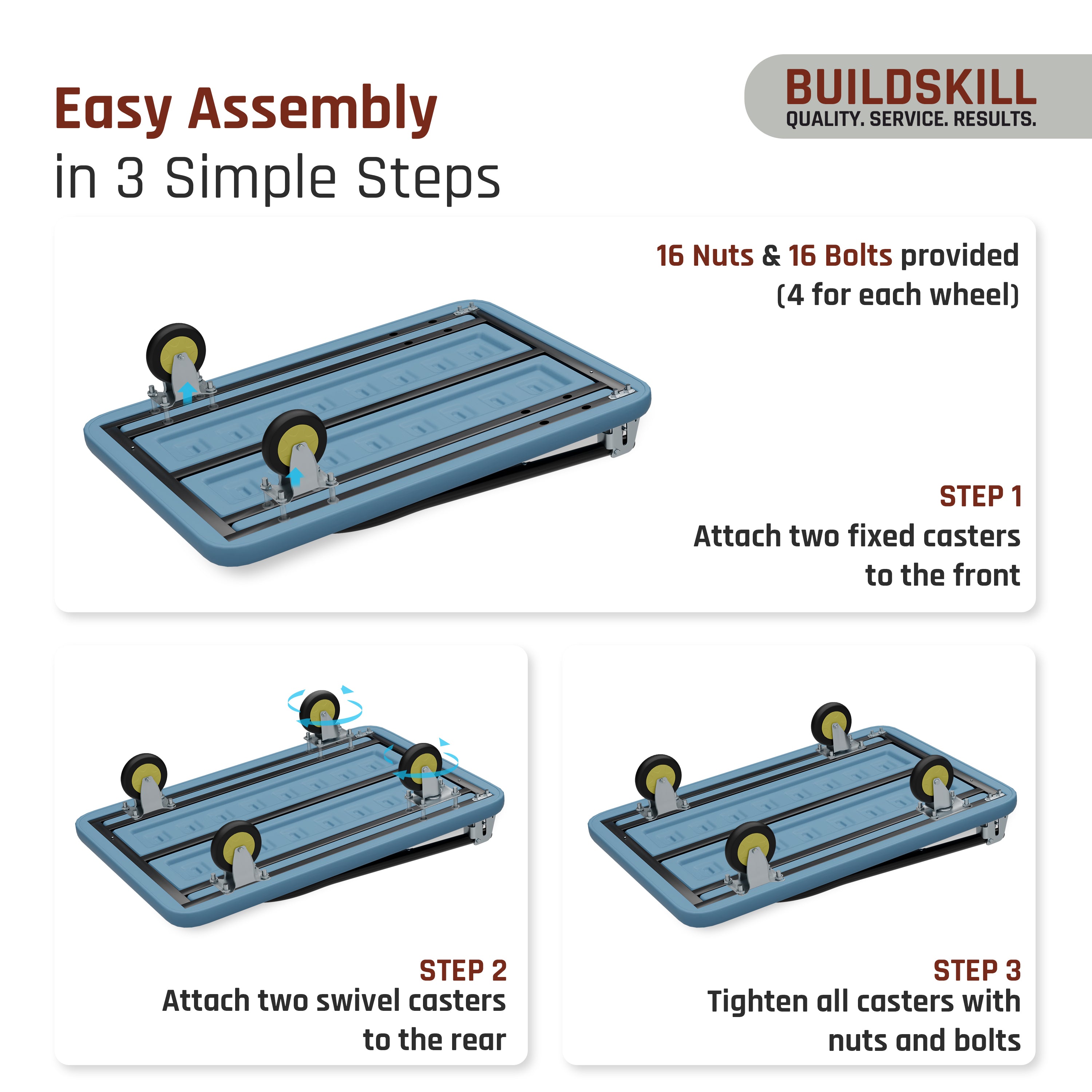 Buildskill Foldable Platform Trolley With 250 kg load Capacity (50X79)
