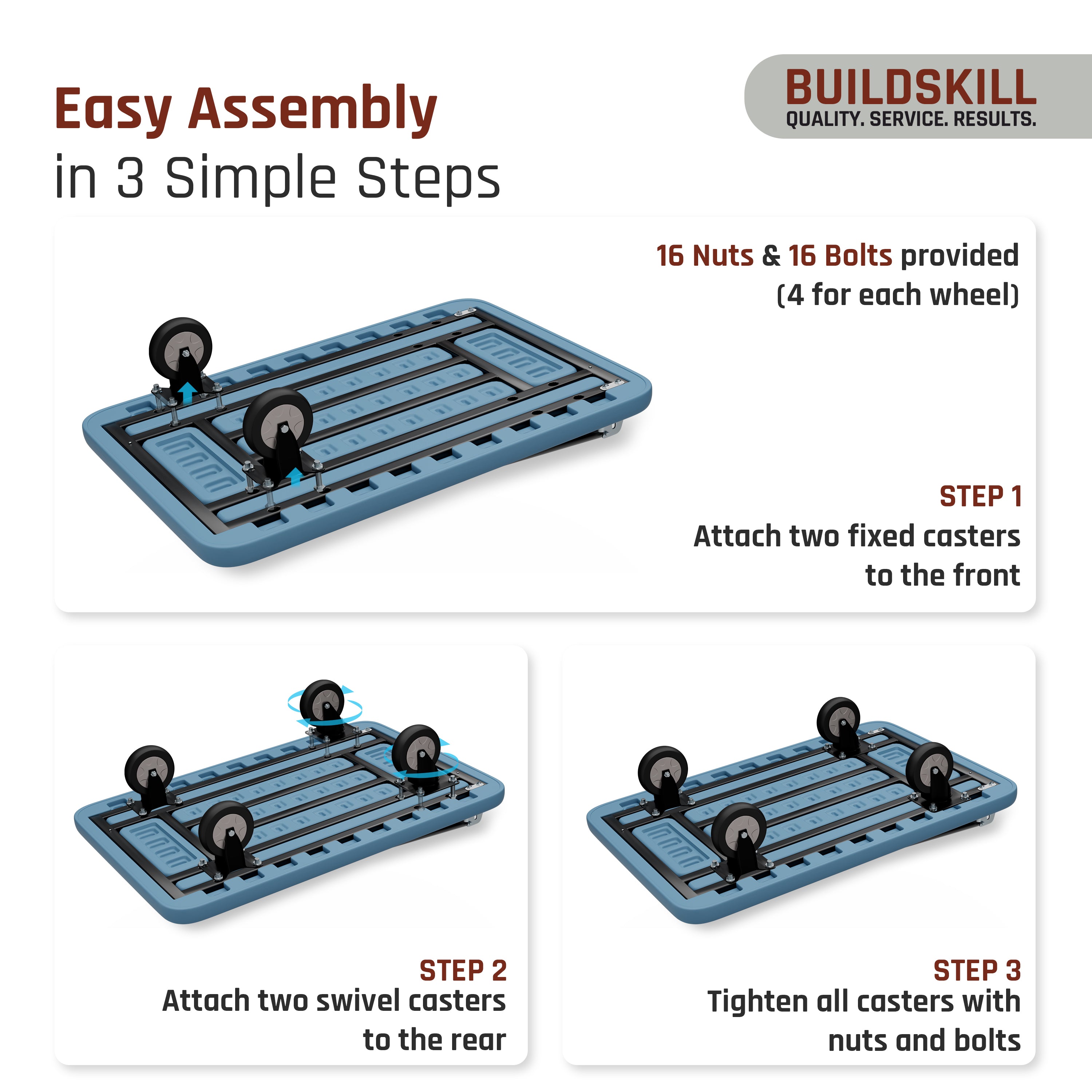 Buildskill Foldable Platform Trolley 450 KG Load Capacity (60X90)