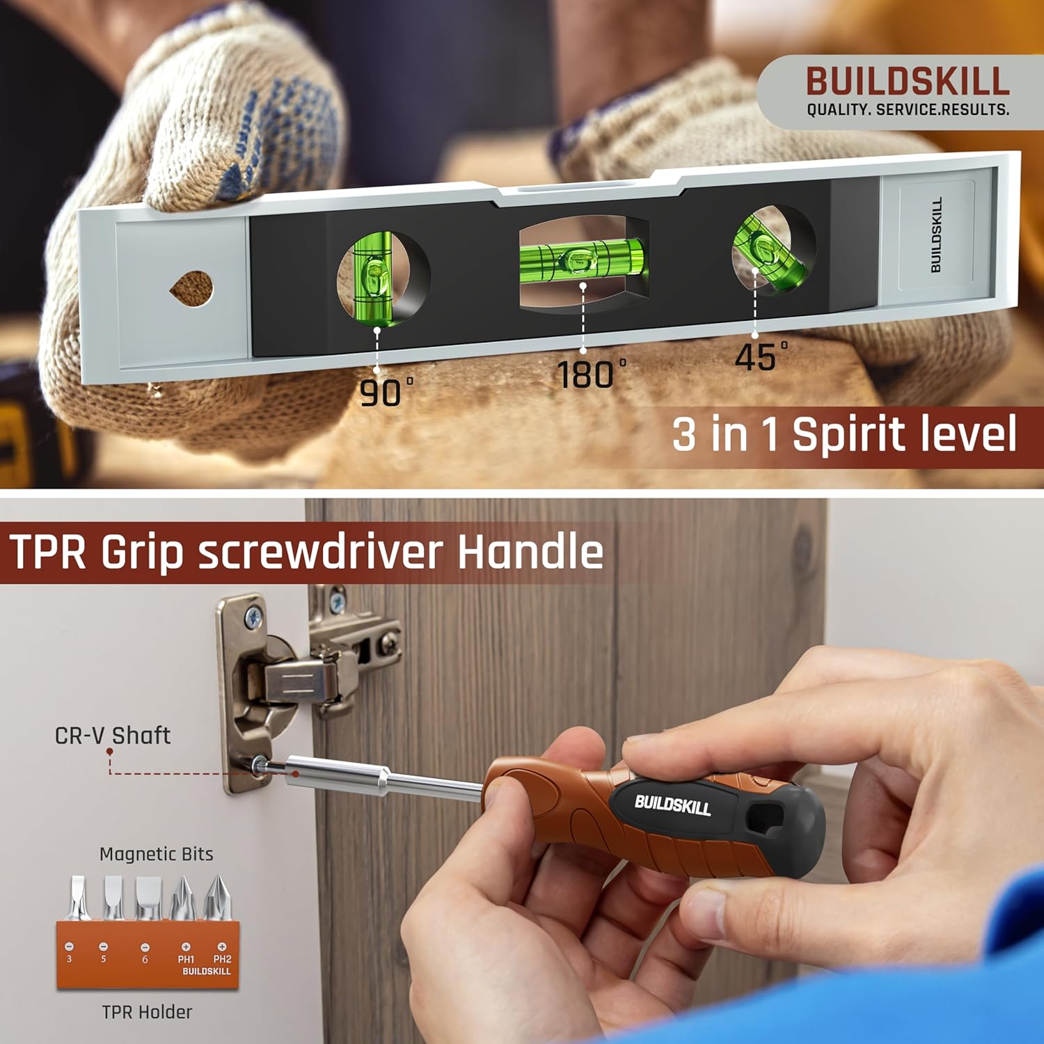 BUILDSKILL 69 Pcs | 12V Cordless Drill Machine Tool Kit 10MM Keyless Chuck,Copper Armature, 3M Auto Measuring Tape, CRV Bits, TPR Screwdriver | Home Tools Box Kit with Drill Machine (6 Month Warranty)