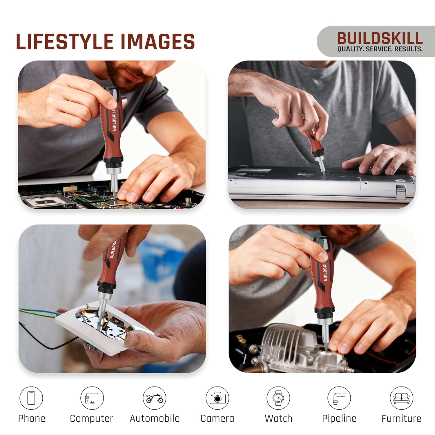 BUILDSKILL 31 Pieces Ratchet Screw Driver Kit | CR-V Bits | Anti-Skid TPR Grip | 30 x Screwdriver Bits | 1 x 75mm HEX Shank | Magnetic Bit Holder | DIY & Professional Screwdriver Set