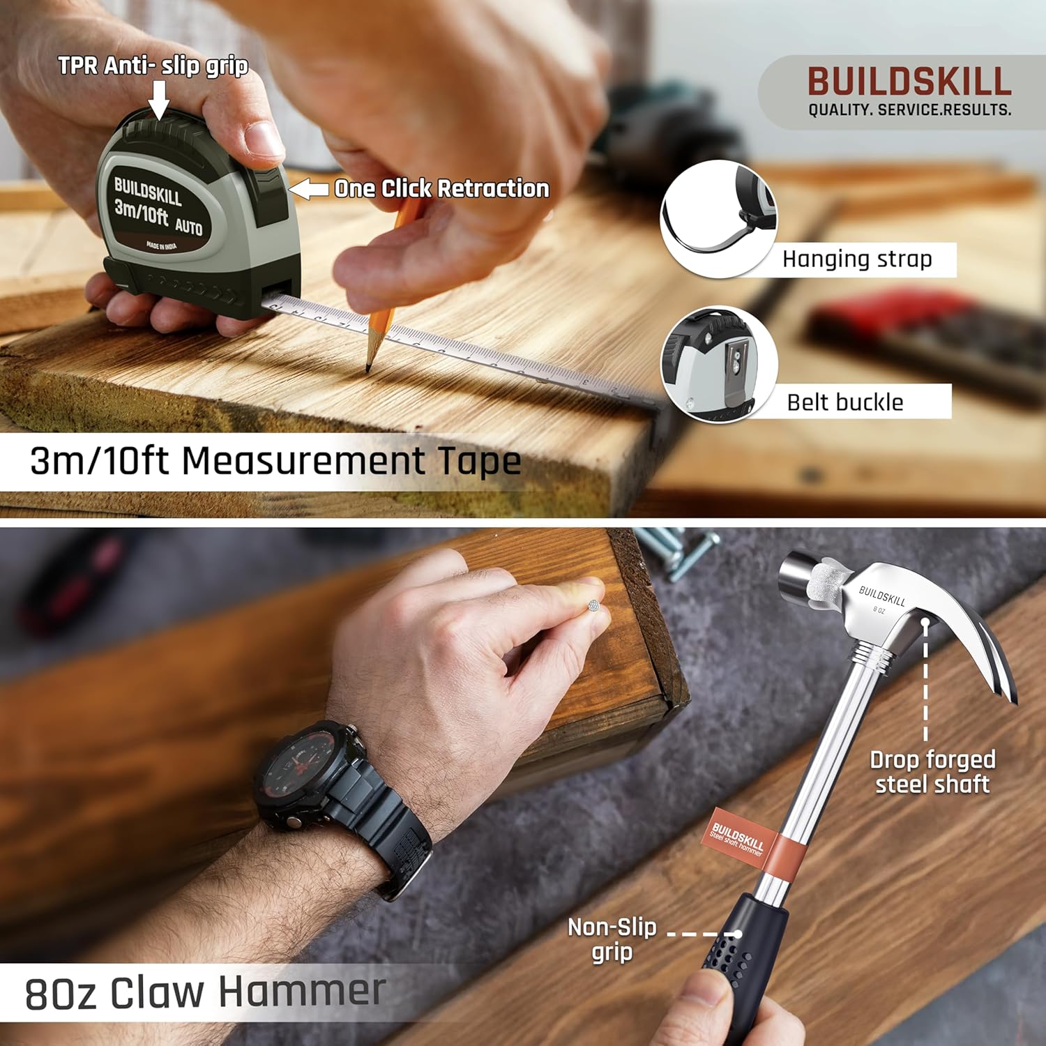 BUILDSKILL 69 Pcs | 12V Cordless Drill Machine Tool Kit 10MM Keyless Chuck,Copper Armature, 3M Auto Measuring Tape, CRV Bits, TPR Screwdriver | Home Tools Box Kit with Drill Machine (6 Month Warranty)