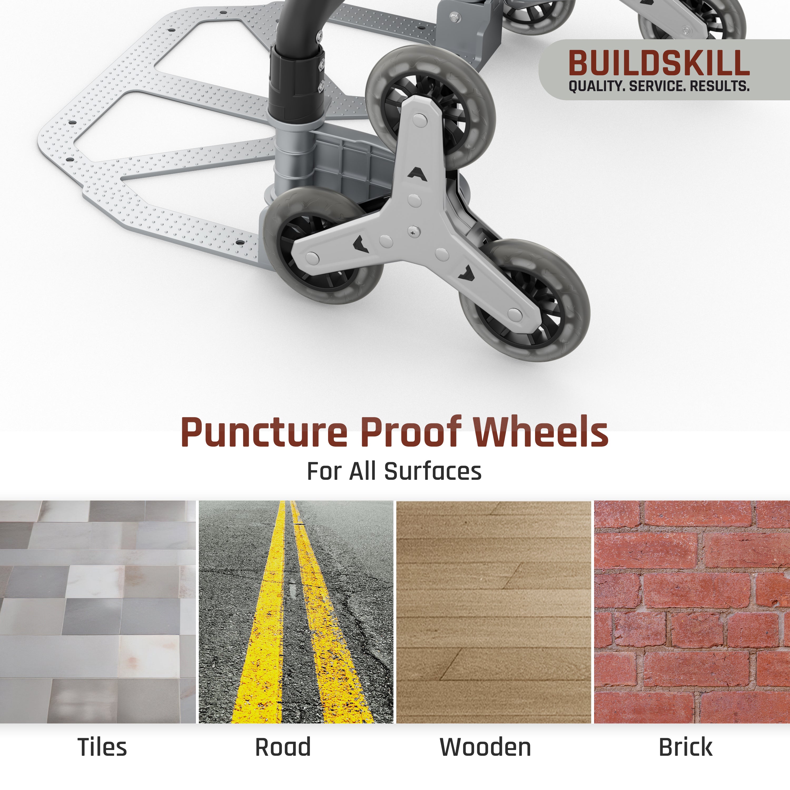 Buildskill 3 Wheel Folding Platform Trolley, 60 KG Load Capacity