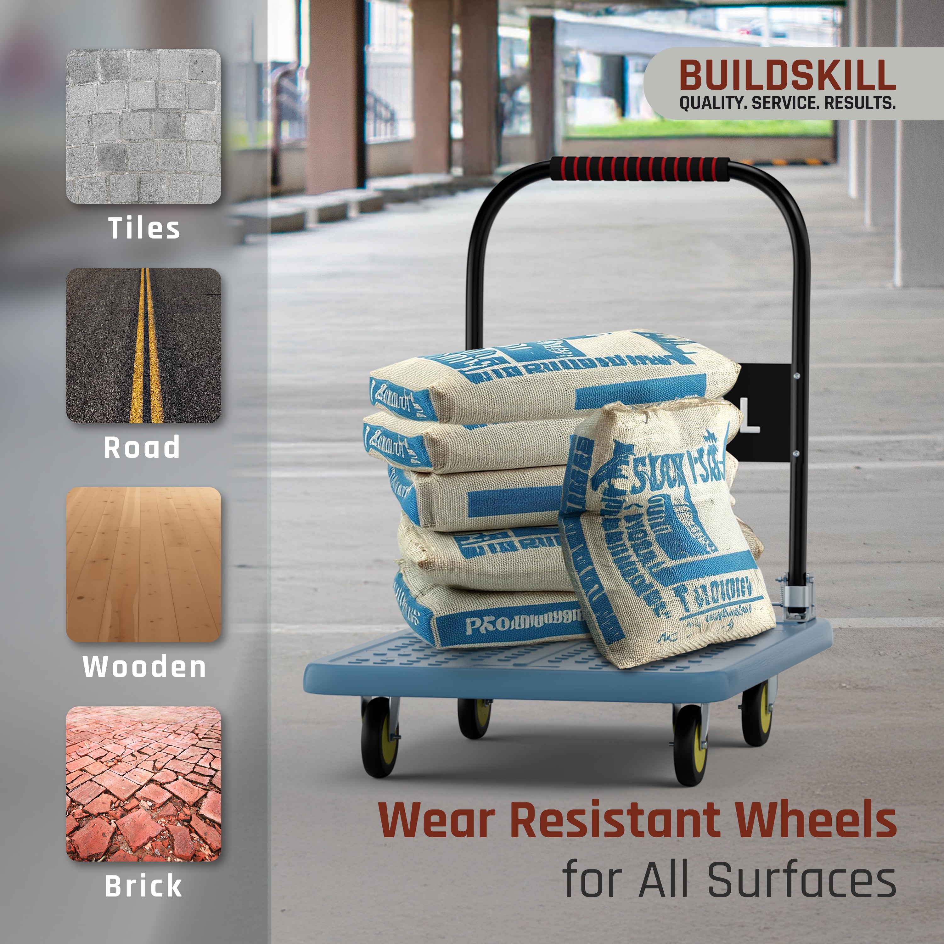 Buildskill Foldable Platform Trolley With 250 kg load Capacity (50X79)