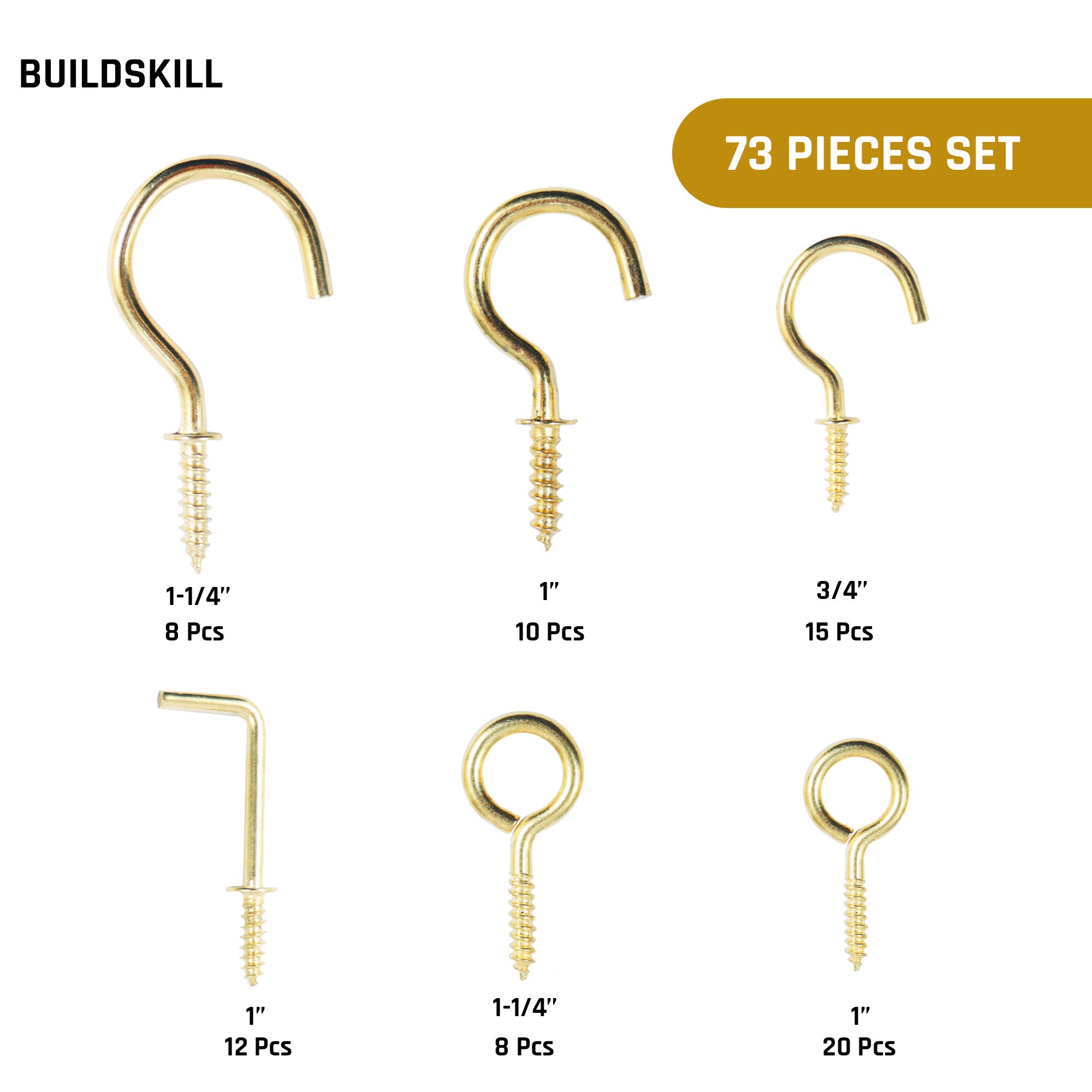 Buildskill 73 Pcs Assorted Hook Set